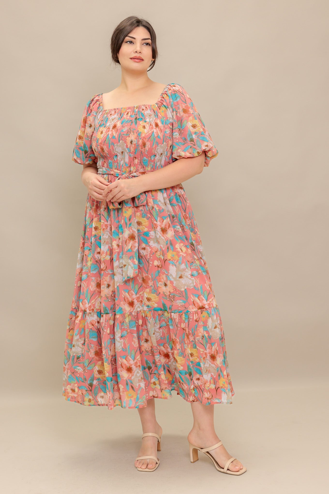 ROSY TWILIGHT WOVEN MIDI DRESS - MaraFormigone