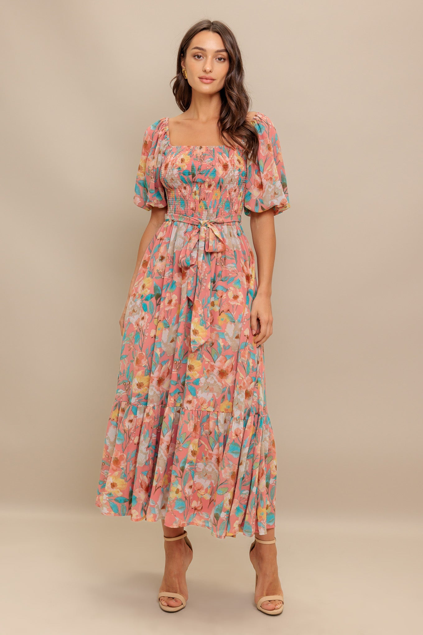 ROSY TWILIGHT WOVEN MIDI DRESS - MaraFormigone