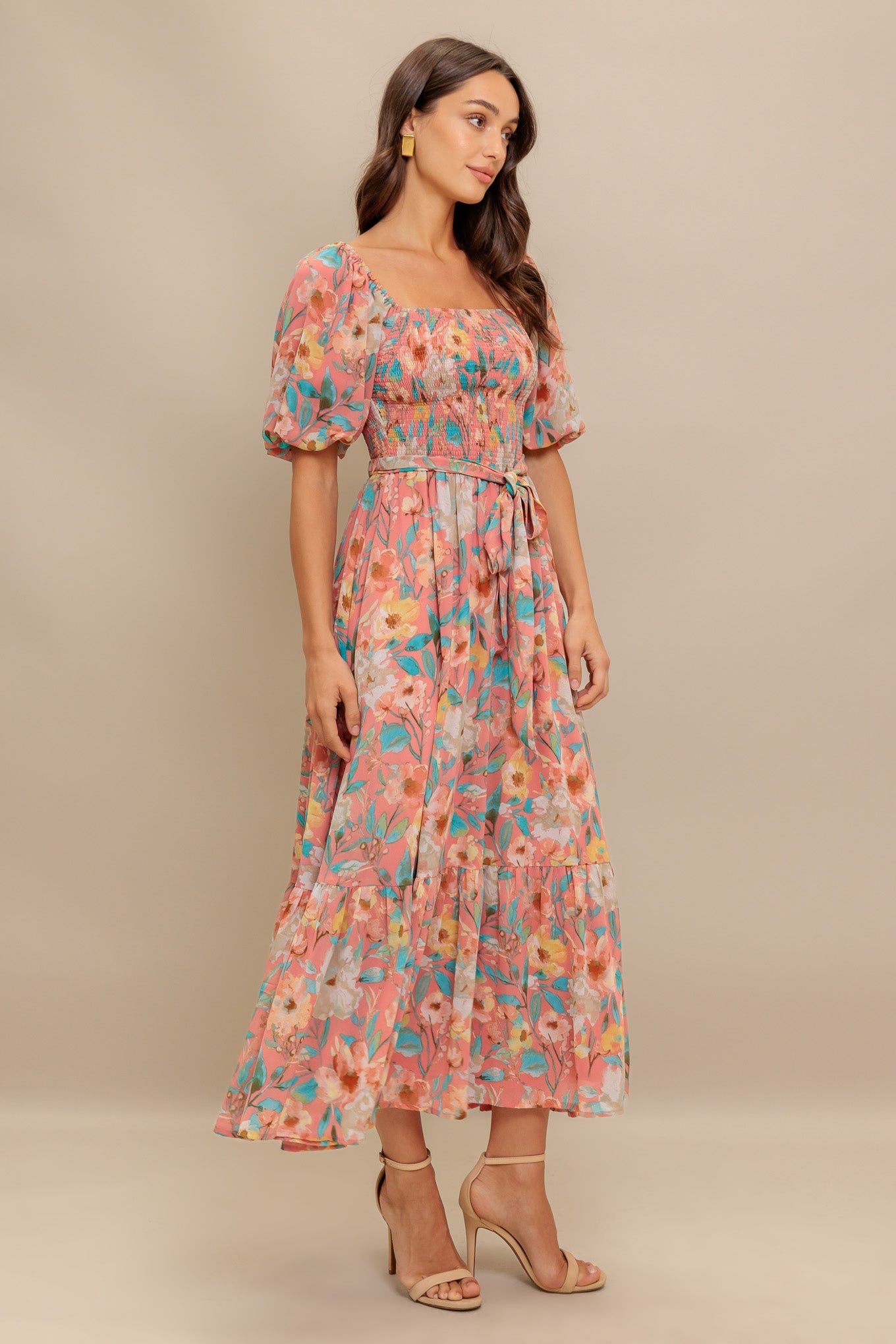 ROSY TWILIGHT WOVEN MIDI DRESS - MaraFormigone
