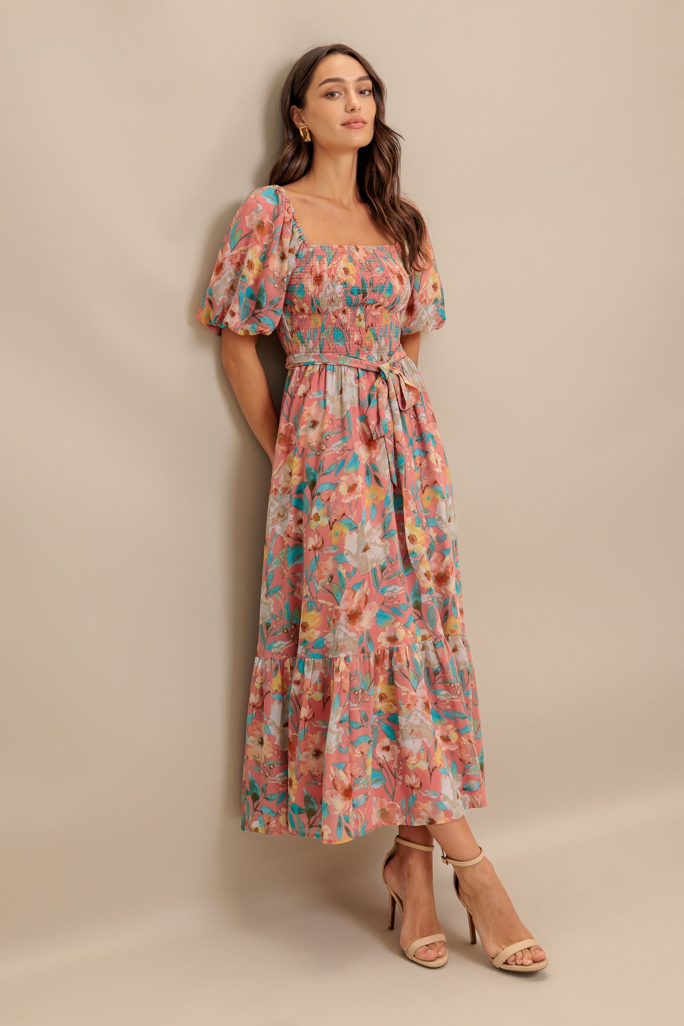 ROSY TWILIGHT WOVEN MIDI DRESS - MaraFormigone