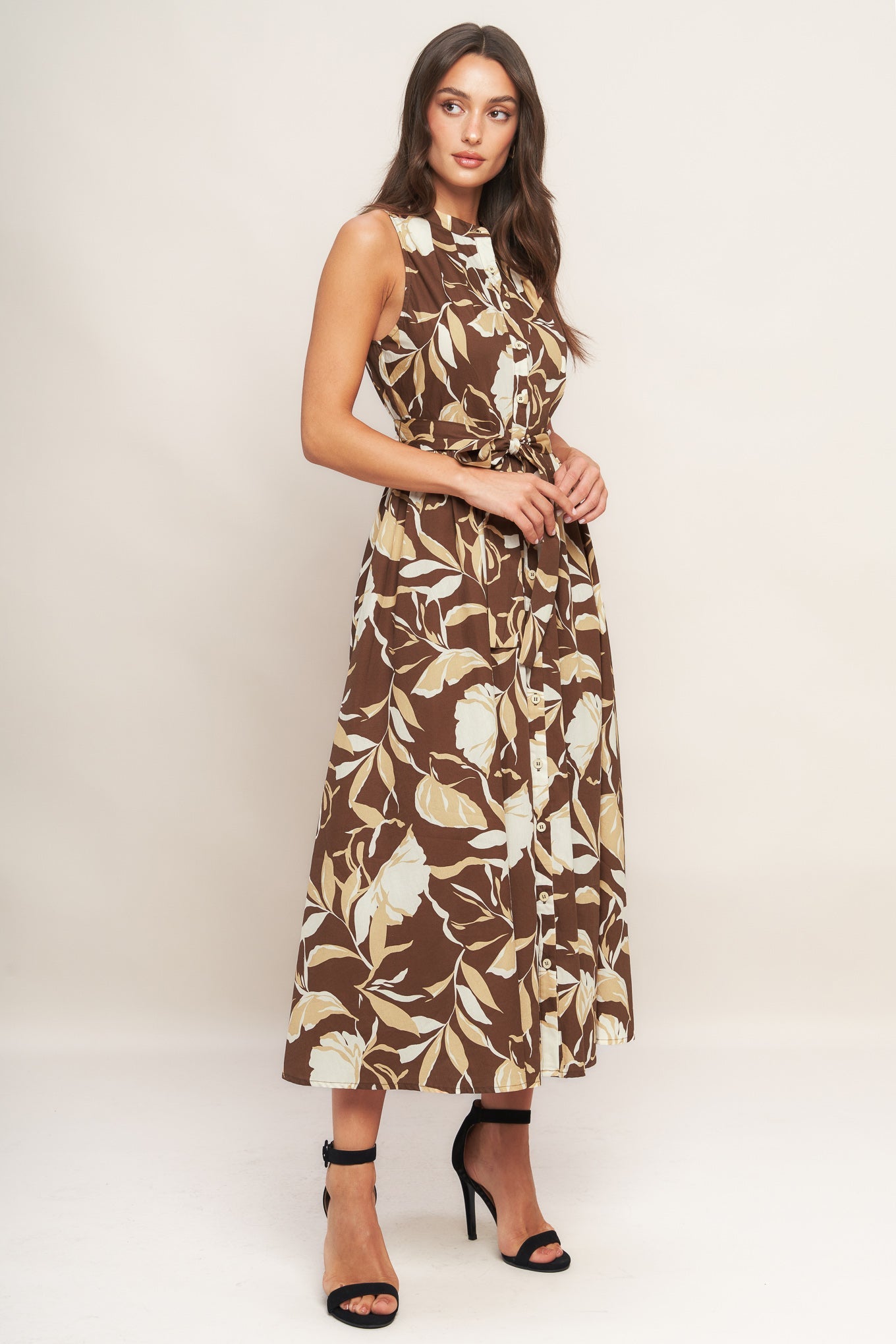 ELEGANT BLOOM WOVEN MIDI DRESS - MaraFormigone