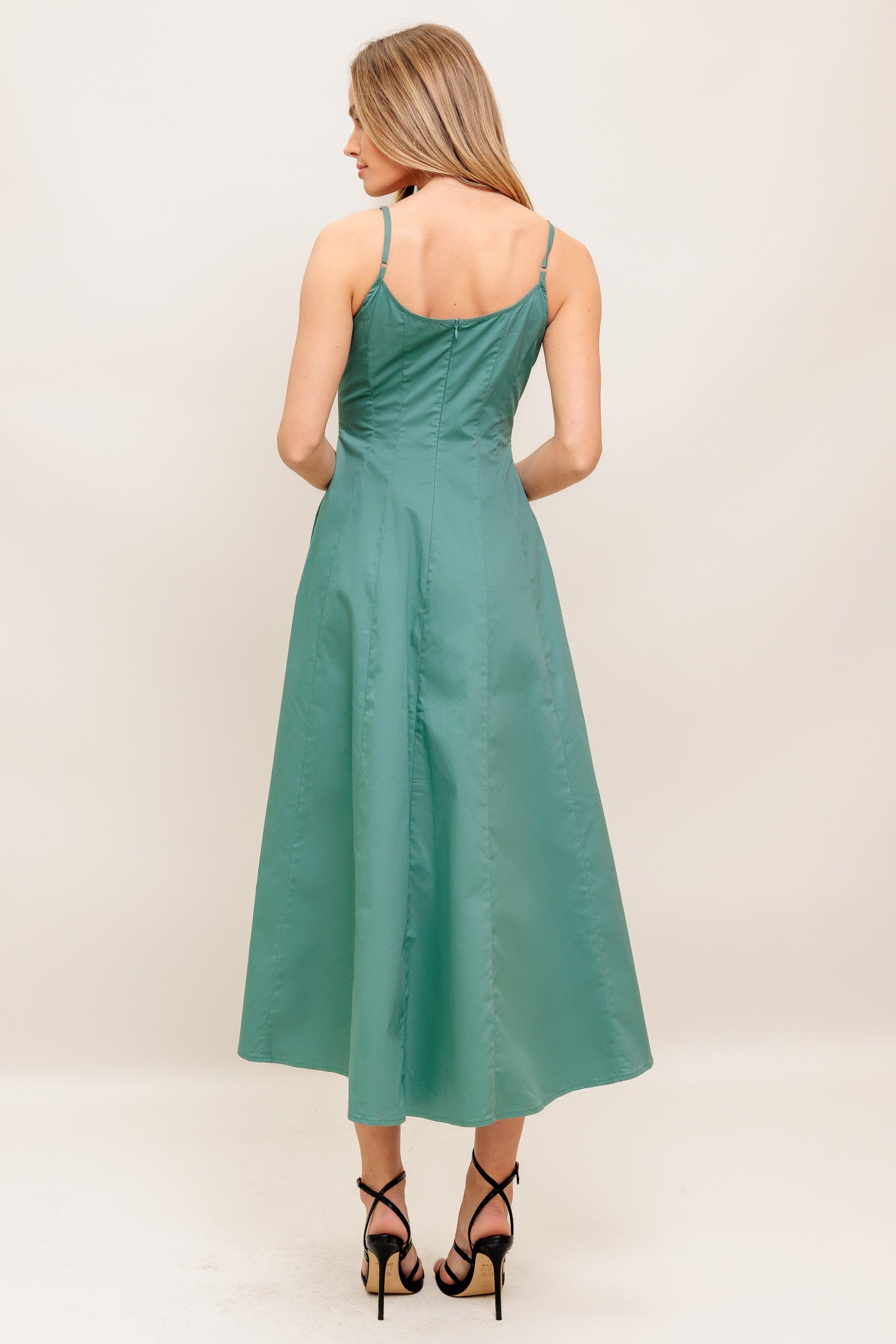 VESTIDO MIDI TECIDO VERDE ELEGANTE