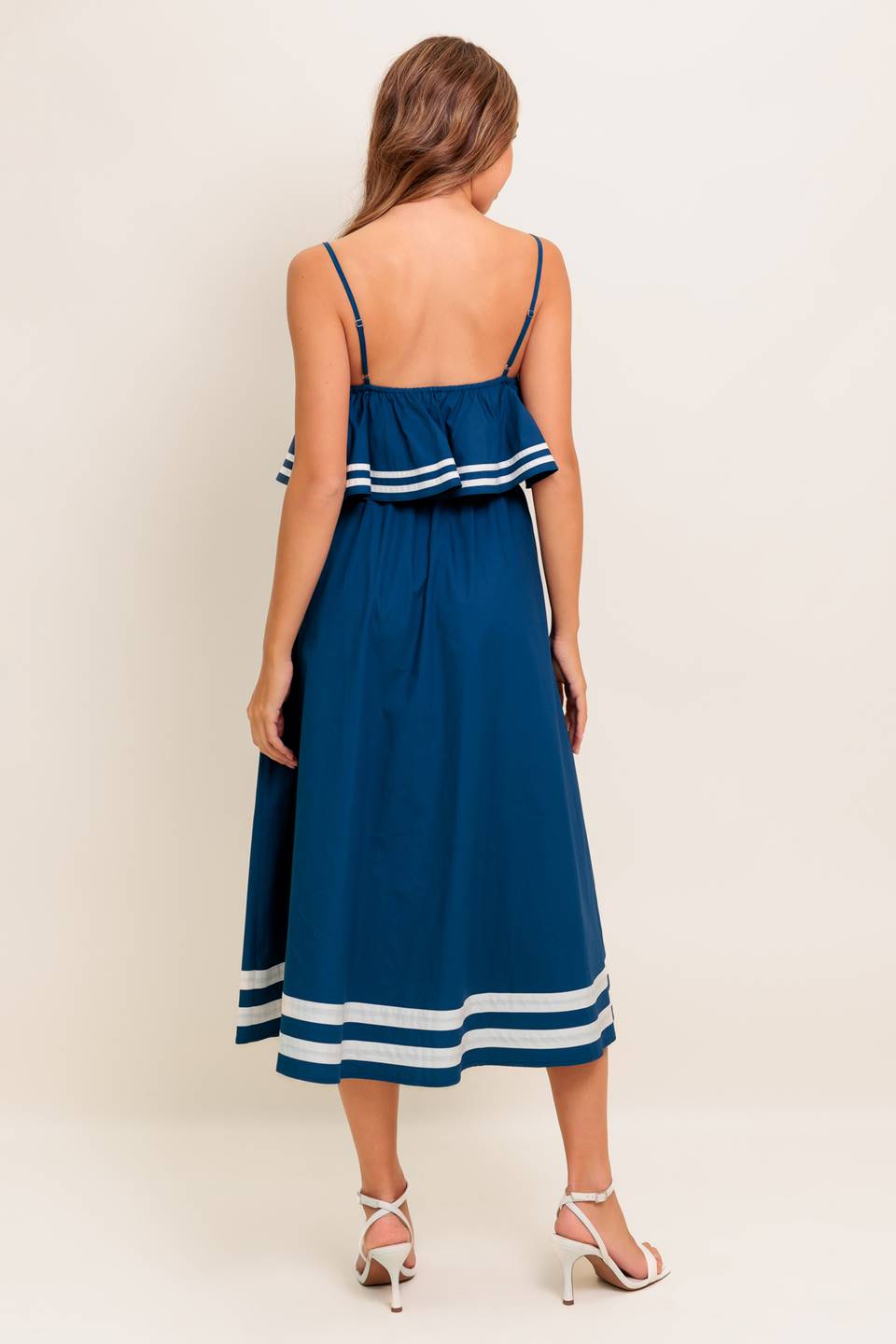 EARTH RHYTHM NAVY WOVEN MIDI DRESS