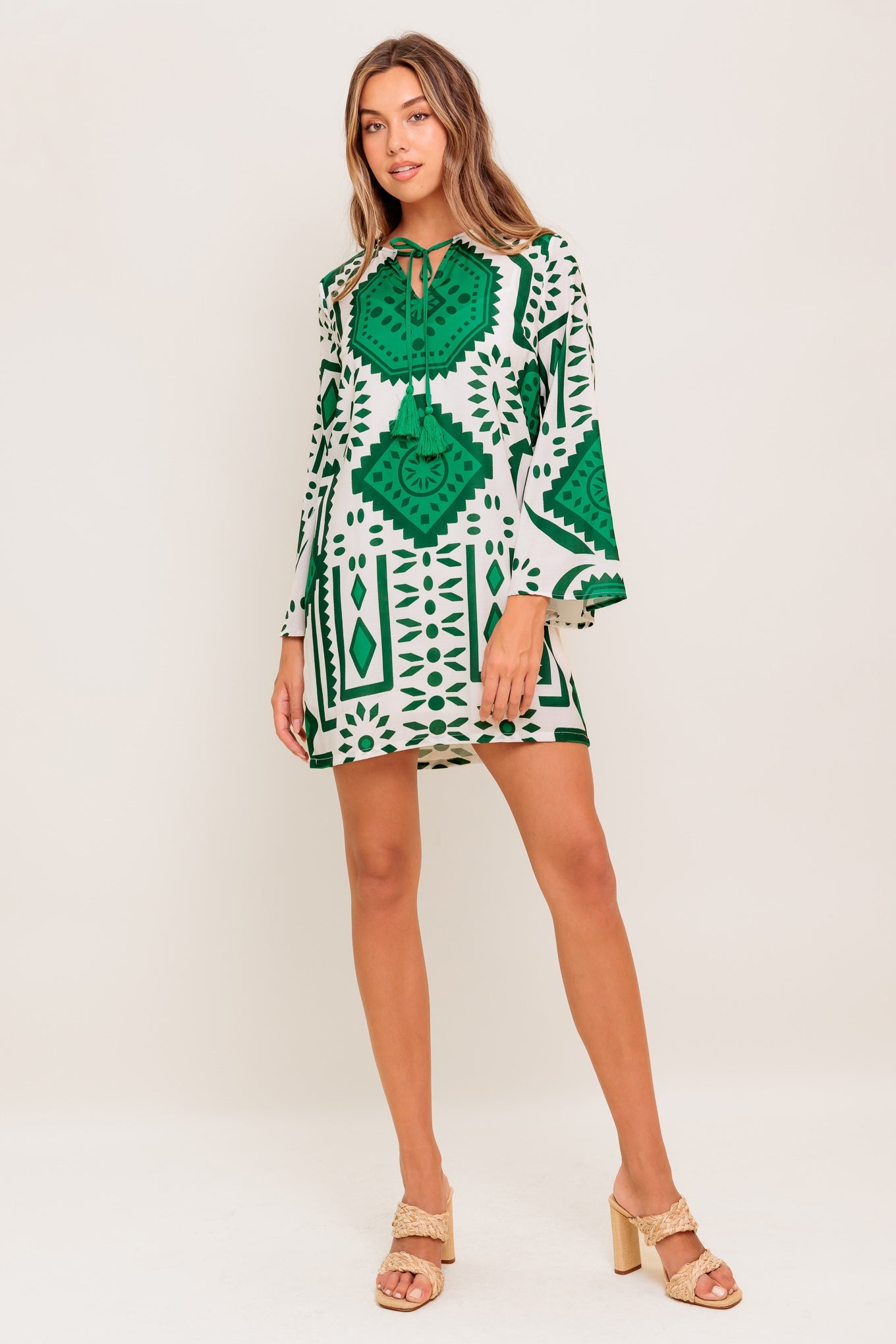 EMERALD TERRA TUNIC WOVEN MINI DRESS