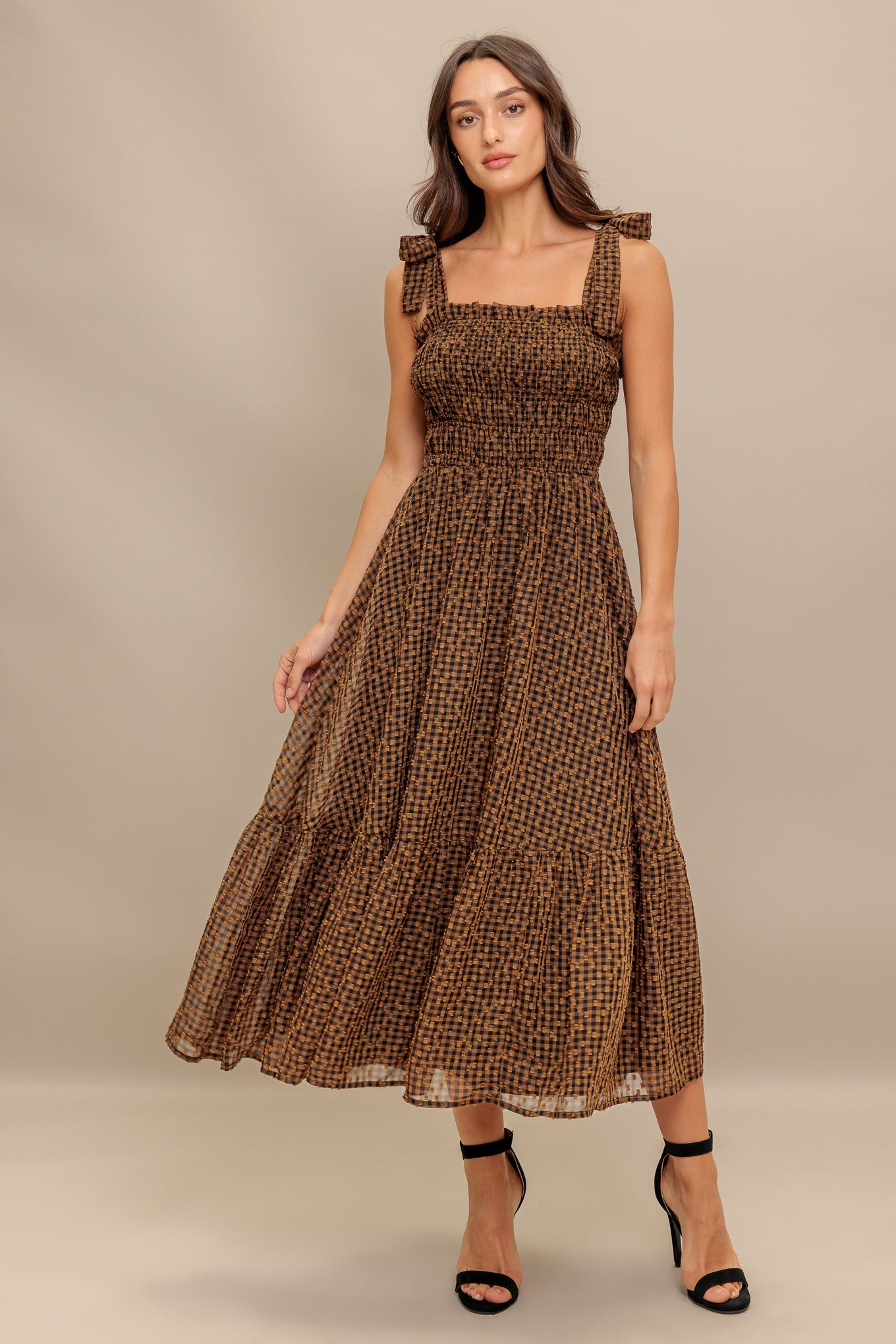 VESTIDO MIDI XADREZ DAYDREAM EM TECIDO