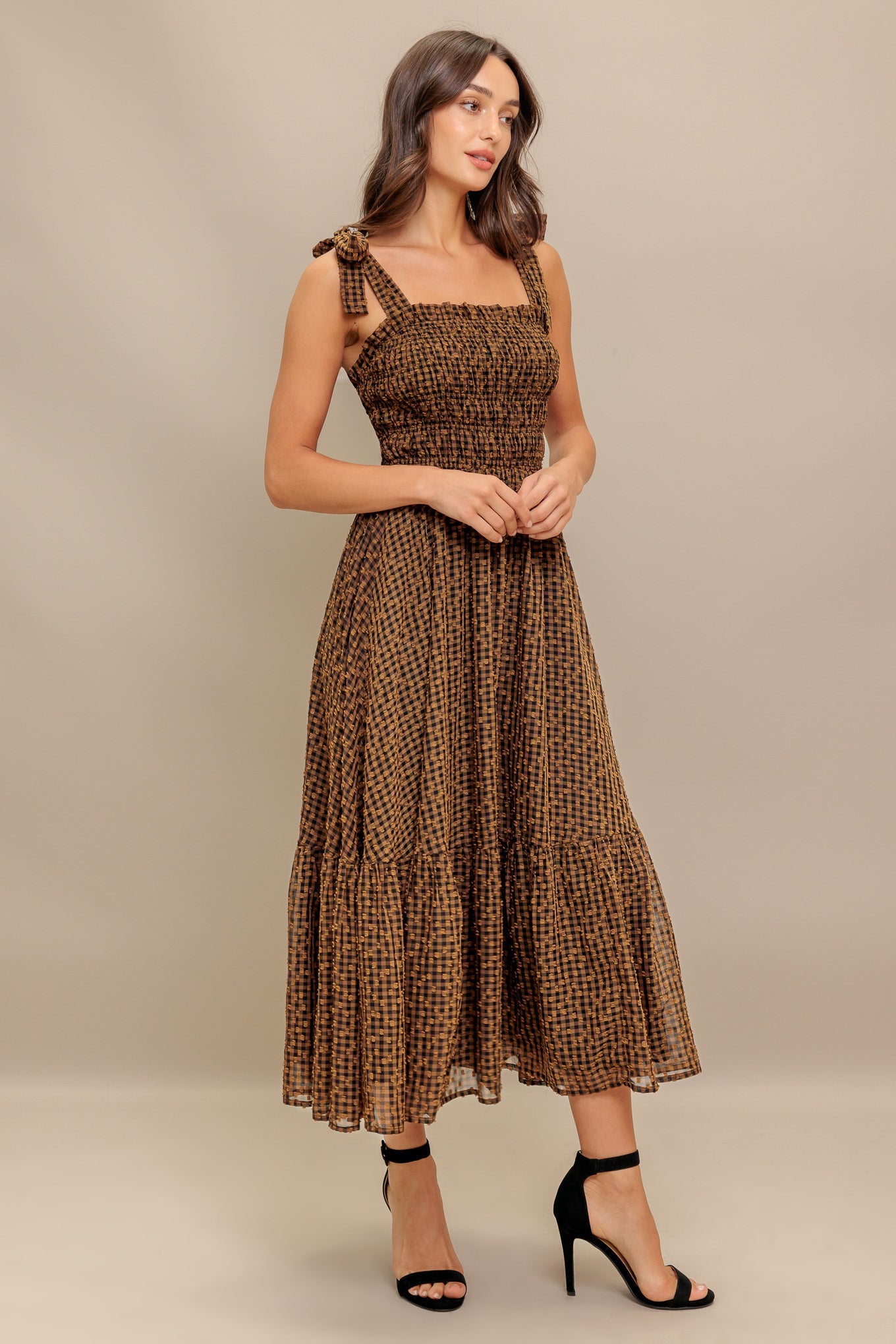 VESTIDO MIDI XADREZ DAYDREAM EM TECIDO