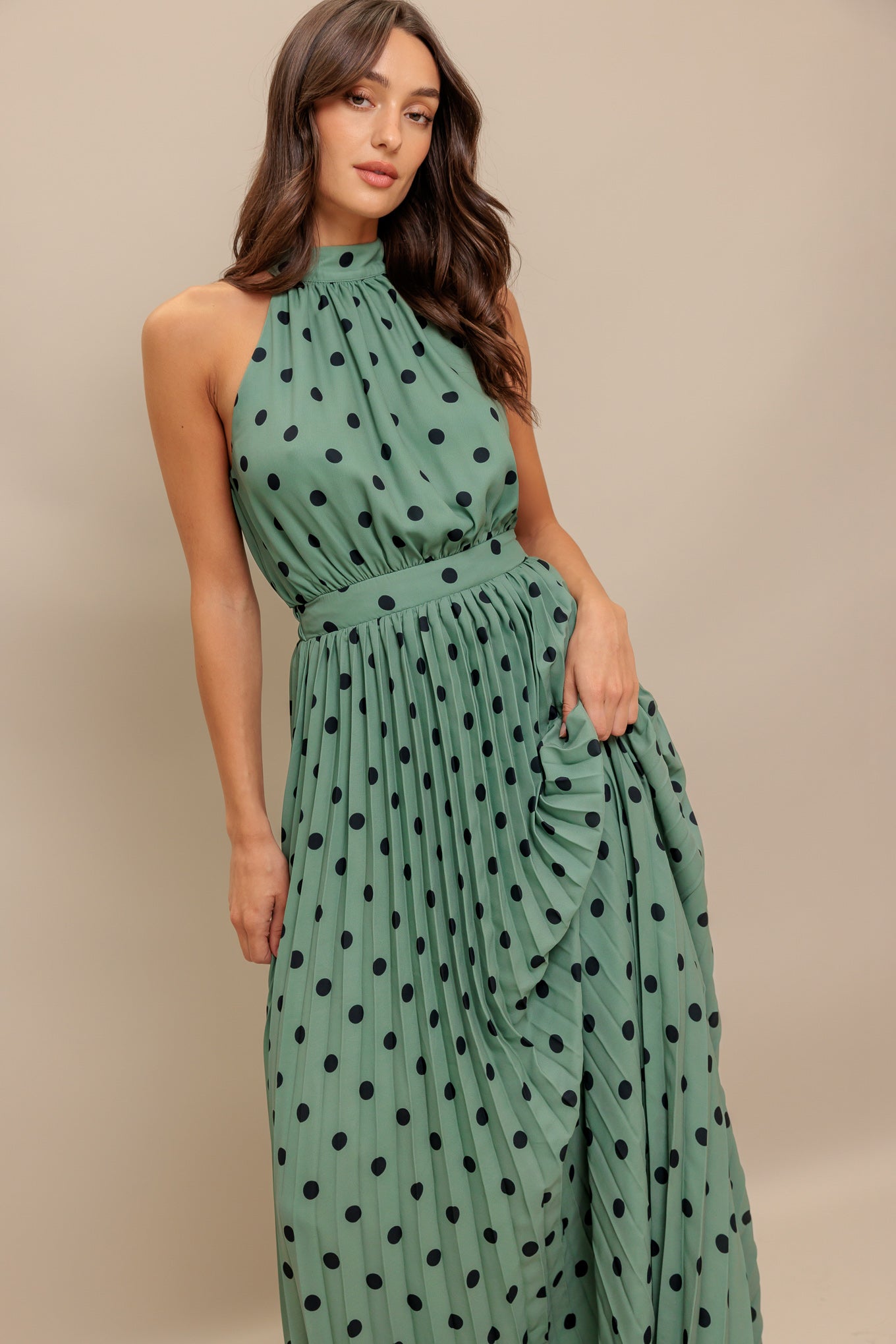 HALTER DOT GLOW WOVEN MAXI DRESS - MaraFormigone