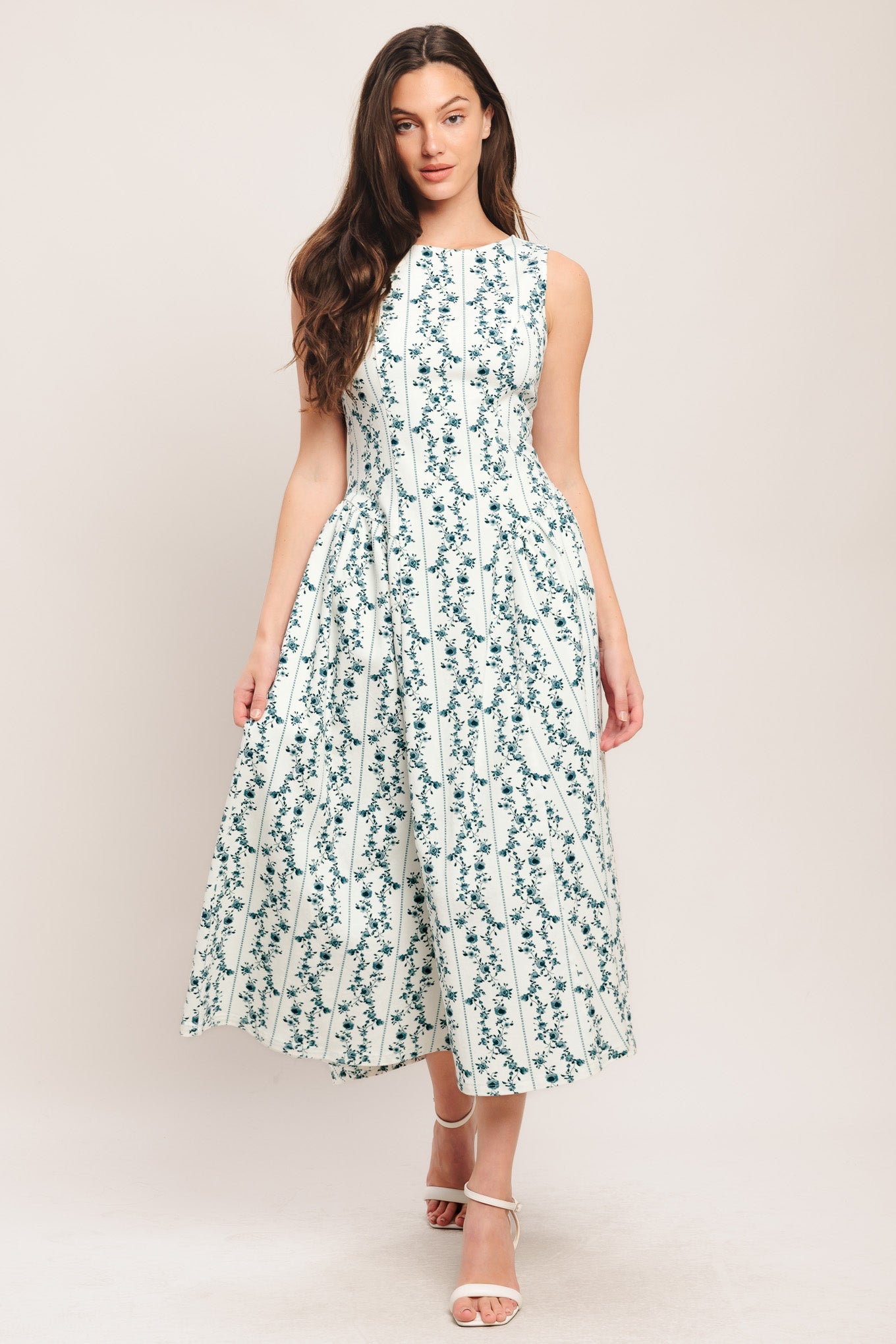 BLOOM COLUMN WOVEN MIDI DRESS