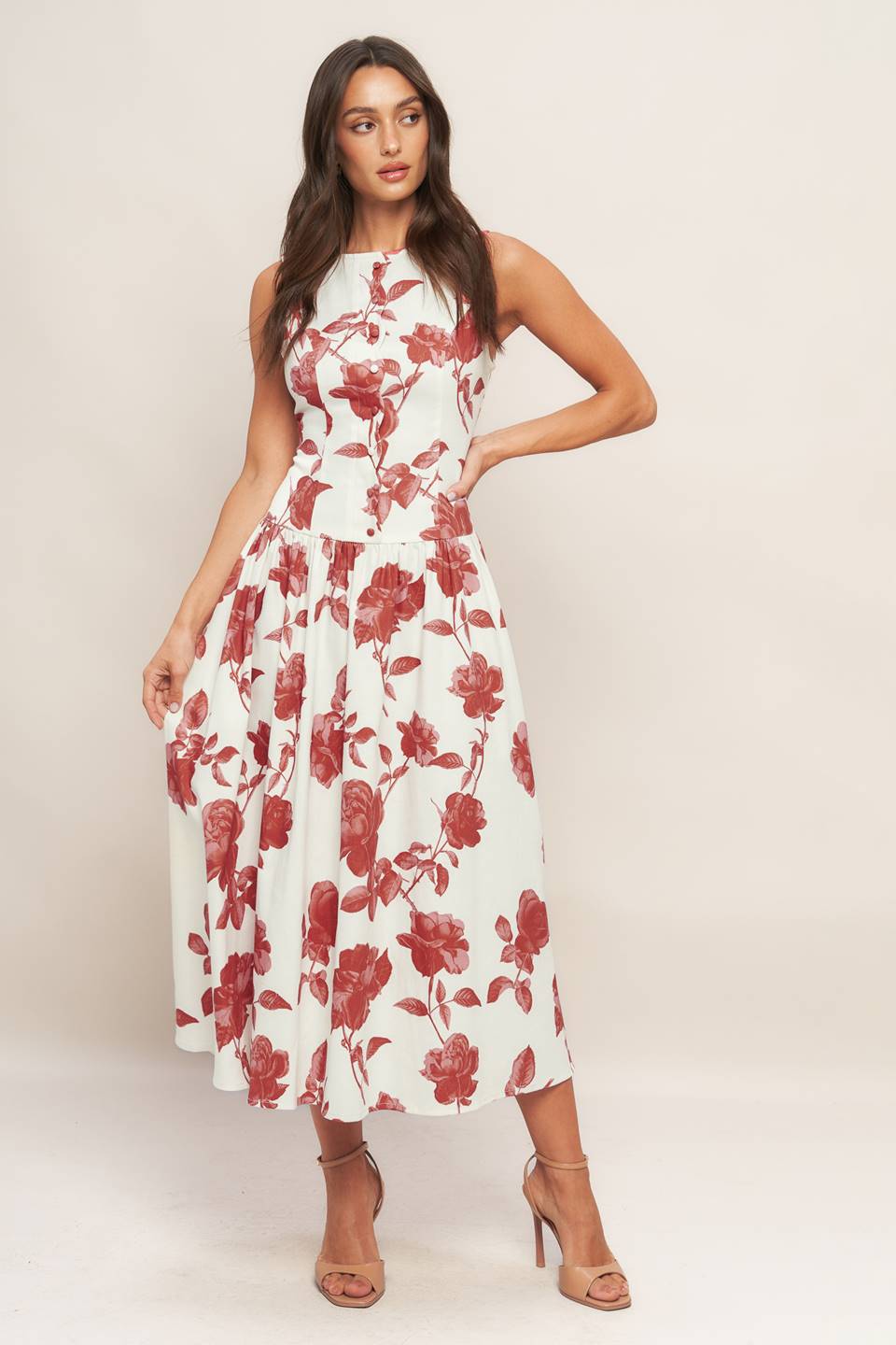 ROMA FLORAL WOVEN MIDI DRESS - MaraFormigone