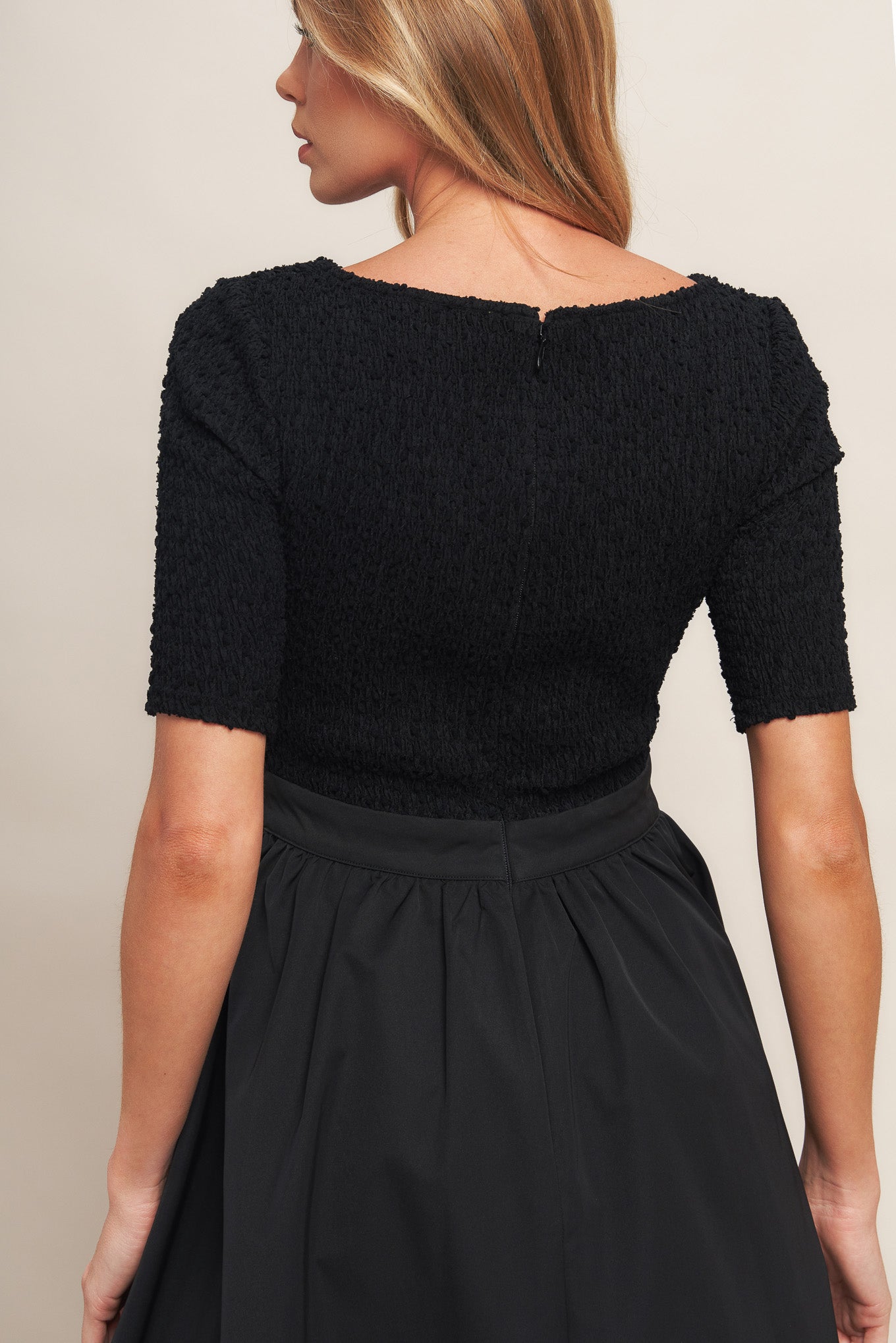 EVENING GRACE BLACK WOVEN MIDI DRESS - MaraFormigone