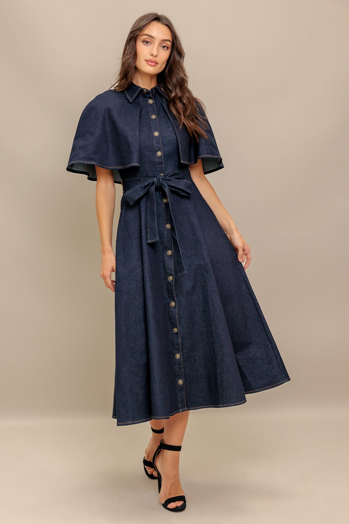 NOSTALGIA COAST DENIM MIDI DRESS - MaraFormigone