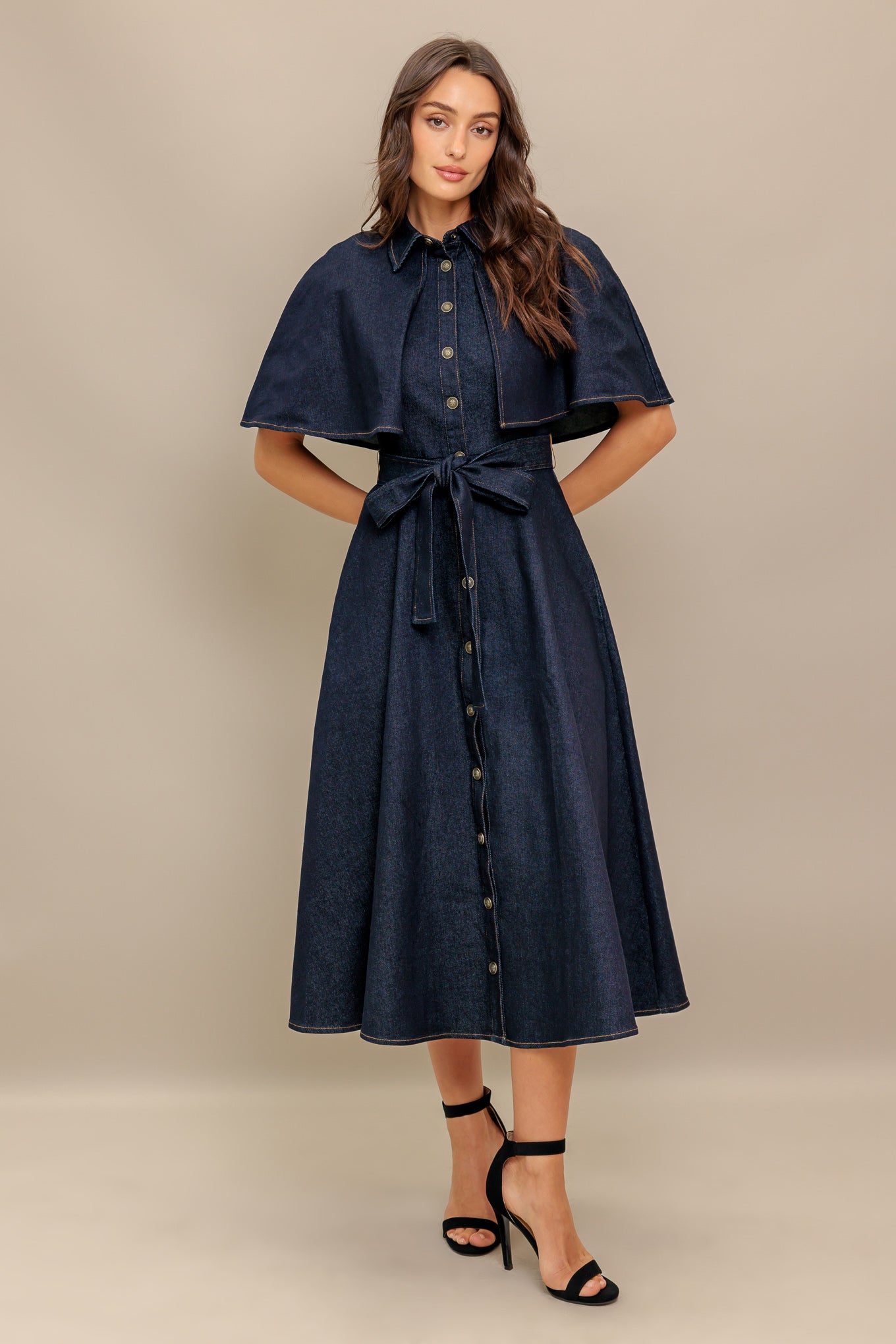 NOSTALGIA COAST DENIM MIDI DRESS - MaraFormigone