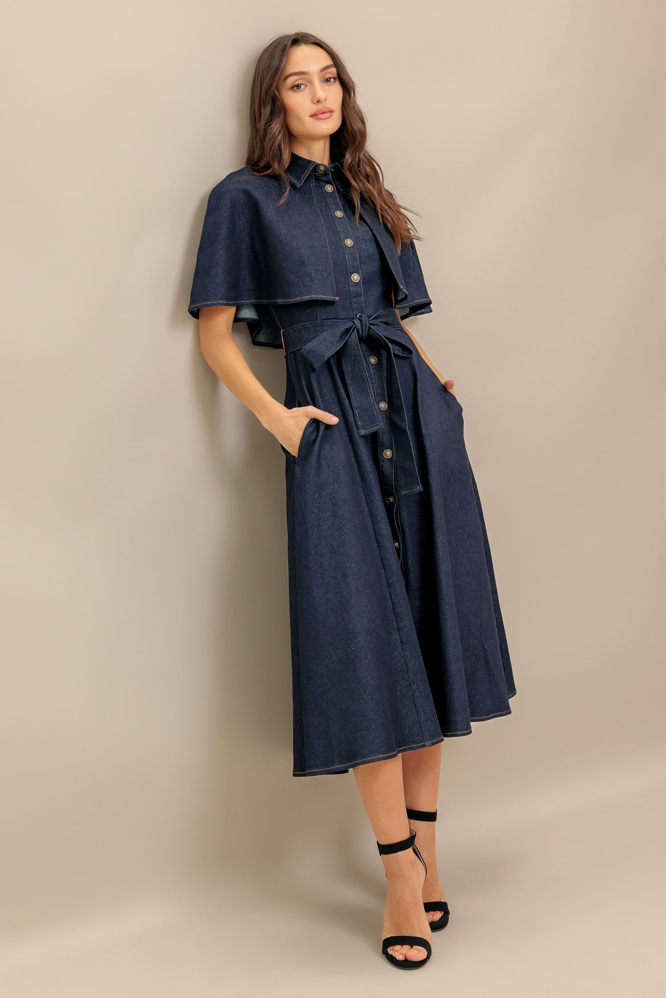 NOSTALGIA COAST DENIM MIDI DRESS - MaraFormigone