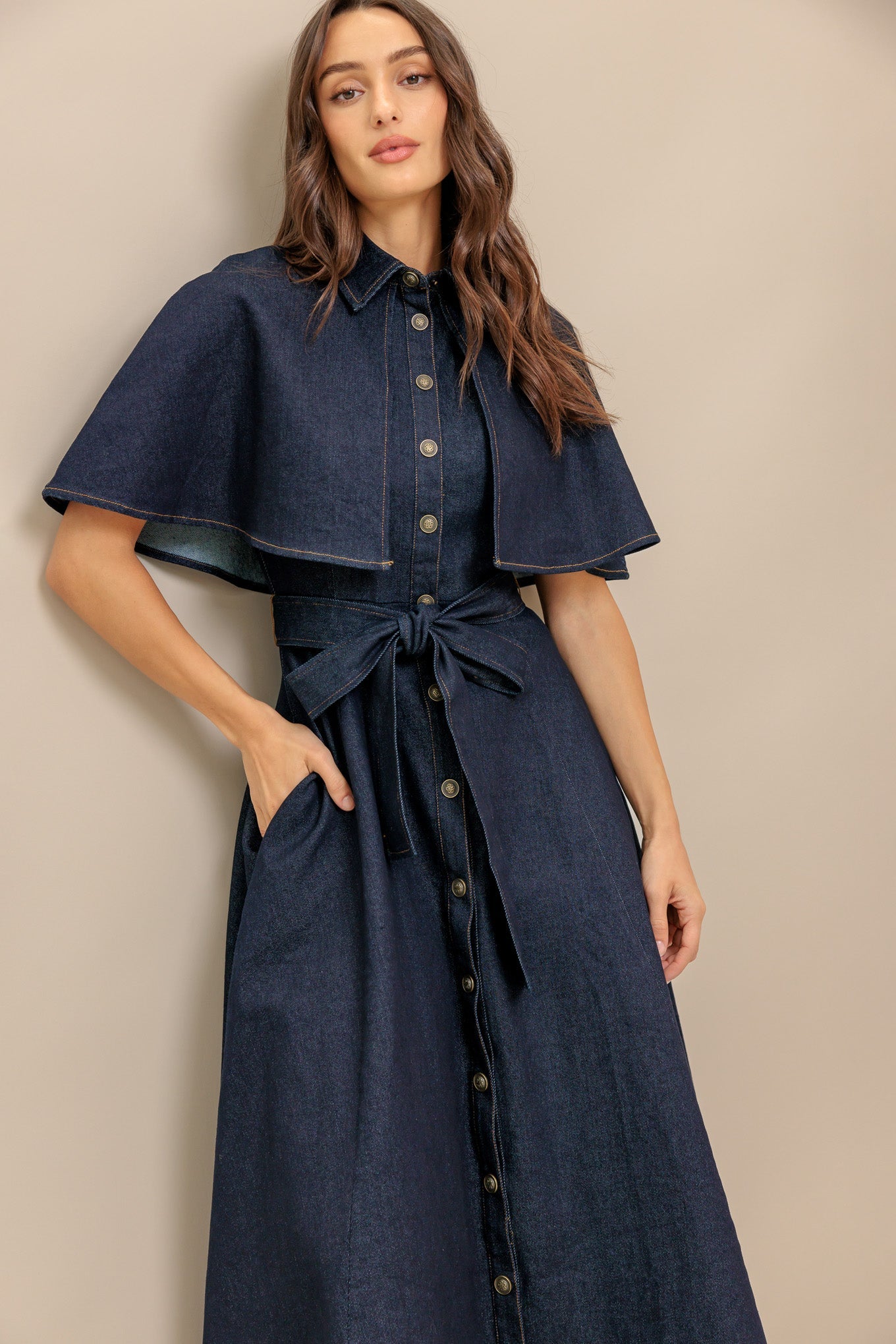 NOSTALGIA COAST DENIM MIDI DRESS - MaraFormigone