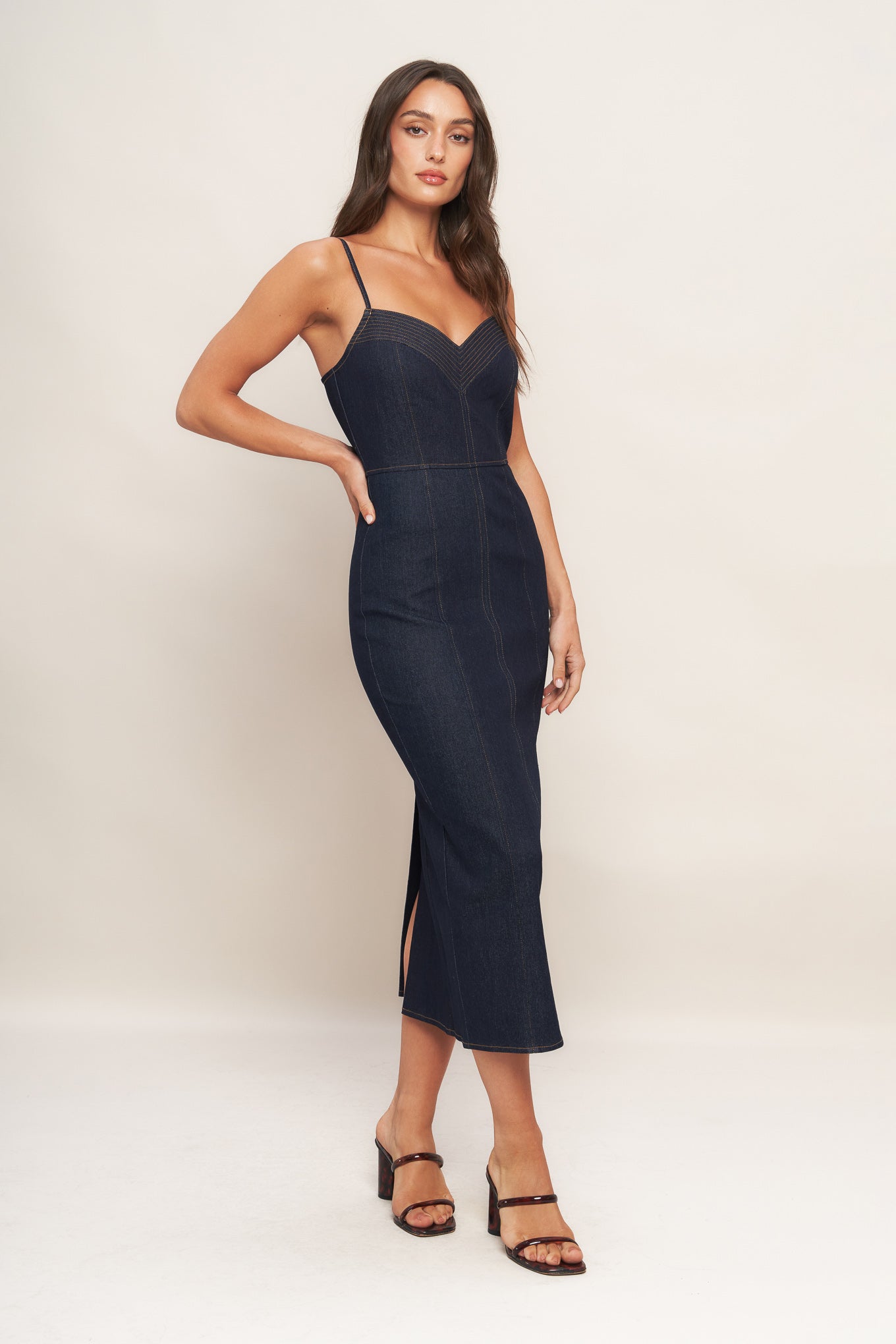 MIDNIGHT INDIGO DENIM MIDI DRESS - MaraFormigone