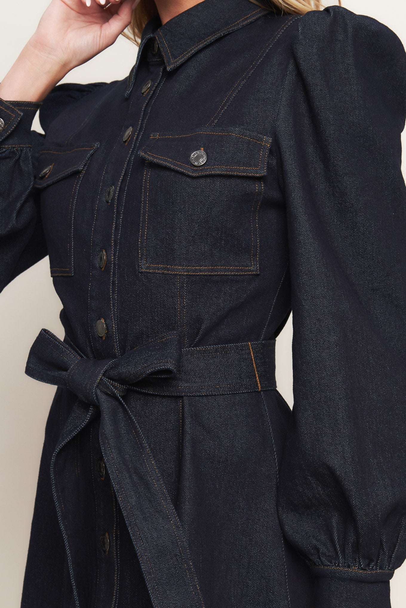 HOLIDAY DARK INDIGO DENIM MINI DRESS - MaraFormigone