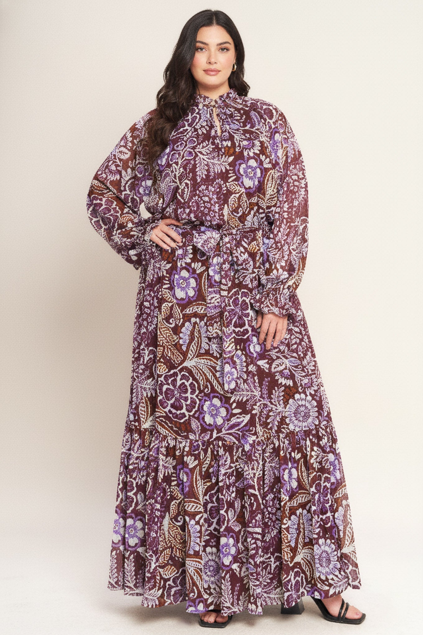VIOLET BLOSSOM SPIRIT WOVEN MAXI DRESS