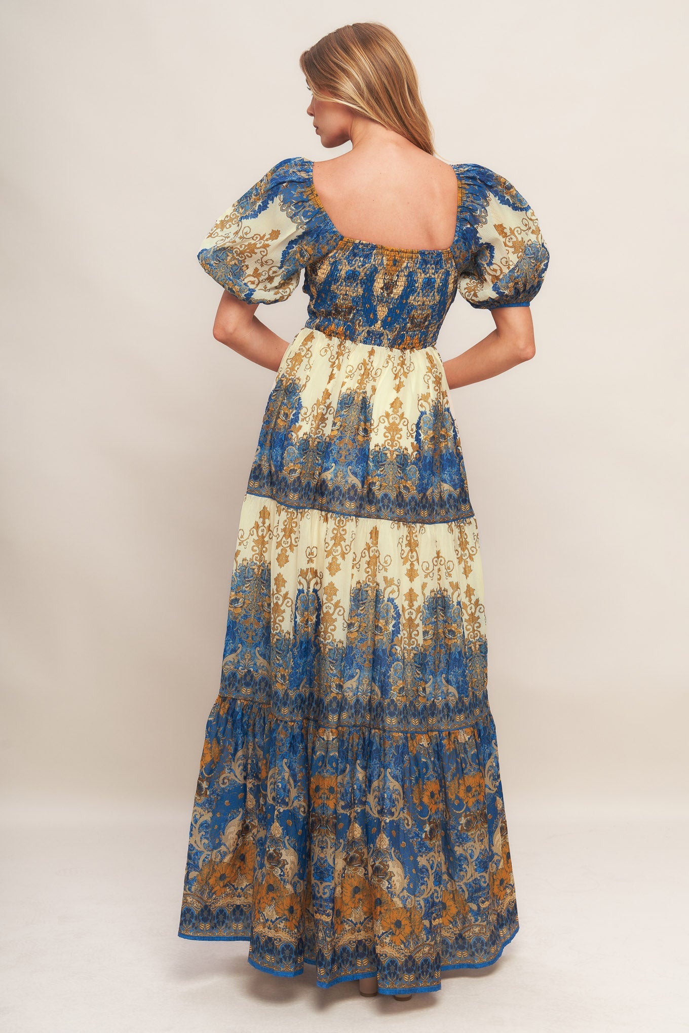 MIDNIGHT SERENADE EMPIRE WOVEN MAXI DRESS - MaraFormigone