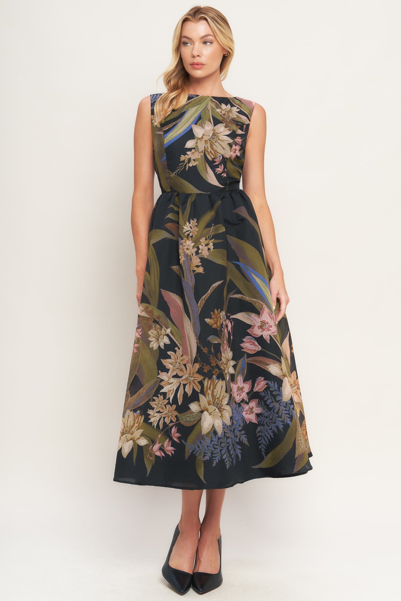 VESTIDO MIDI FOLIAGE WHISPER TECIDO