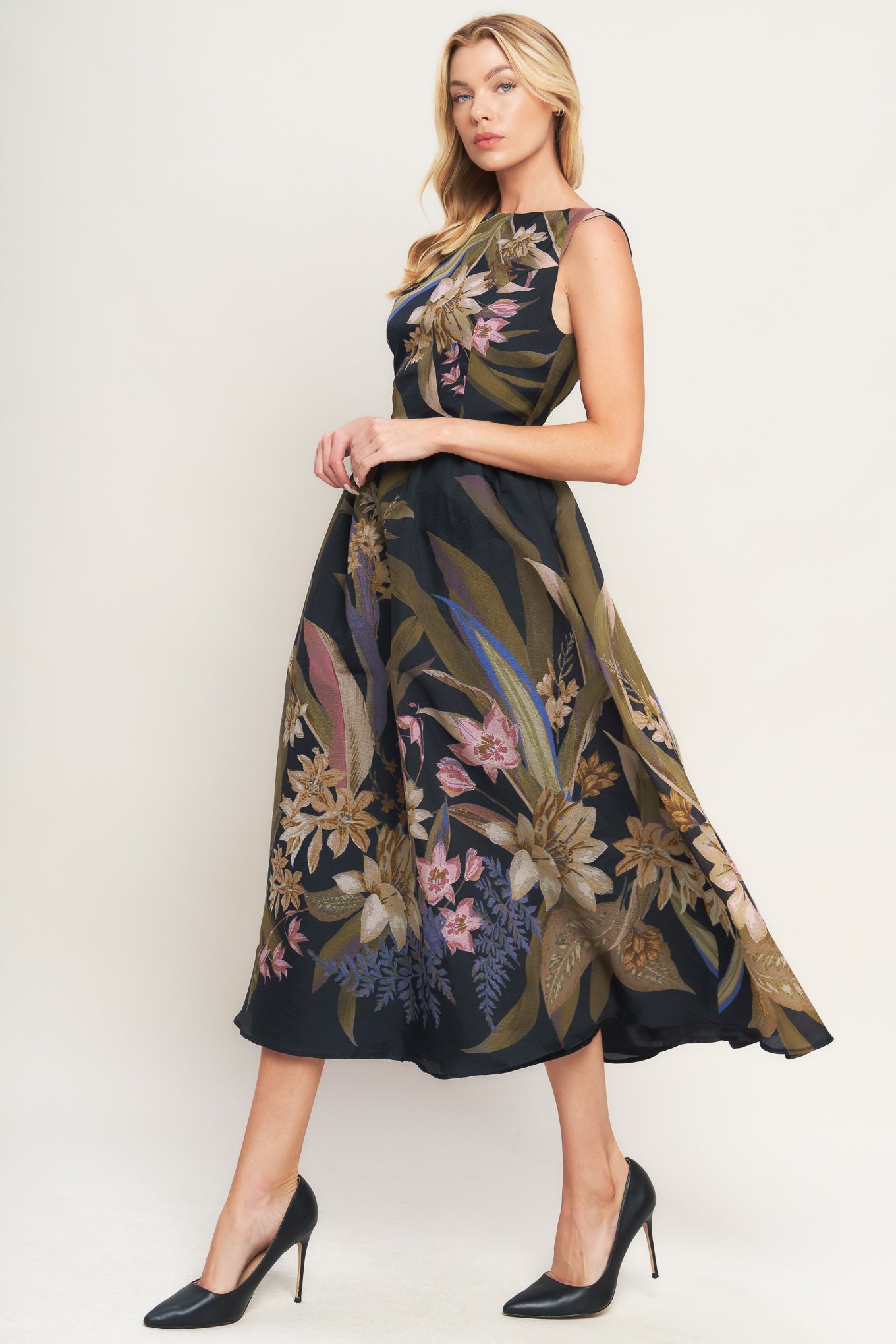 VESTIDO MIDI FOLIAGE WHISPER TECIDO
