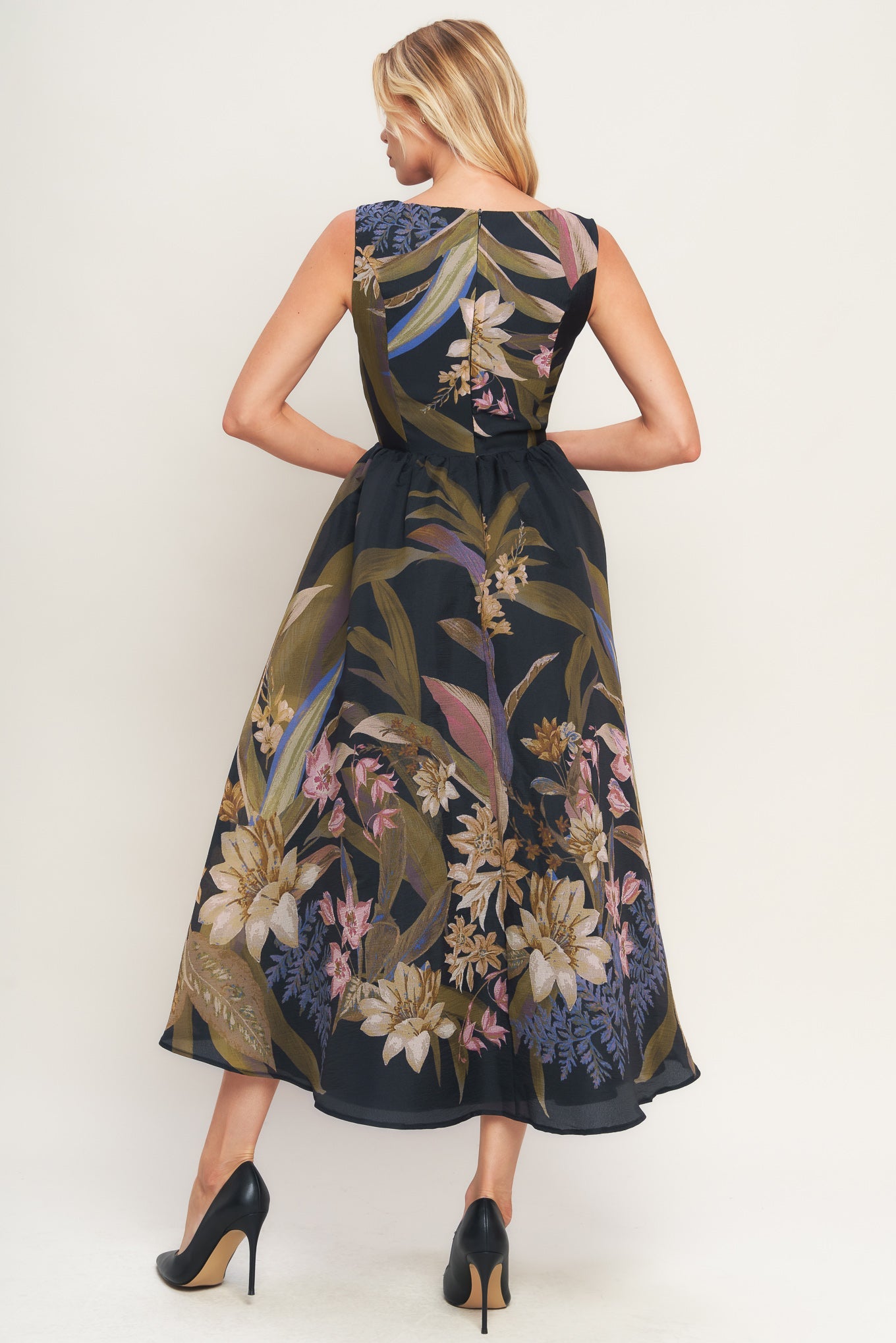 VESTIDO MIDI FOLIAGE WHISPER TECIDO