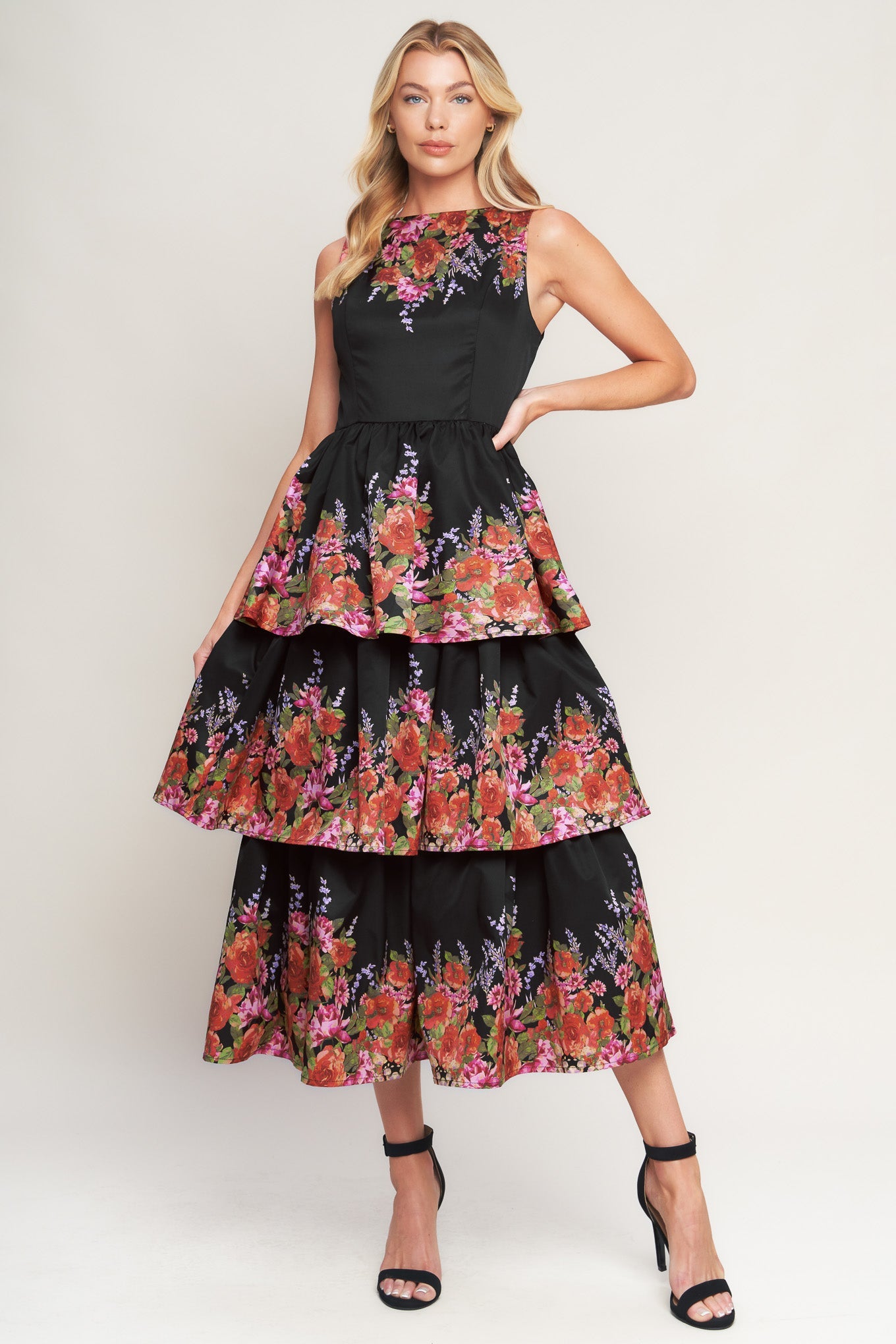 VESTIDO MIDI TEJIDO DE BAILE BOTÁNICO