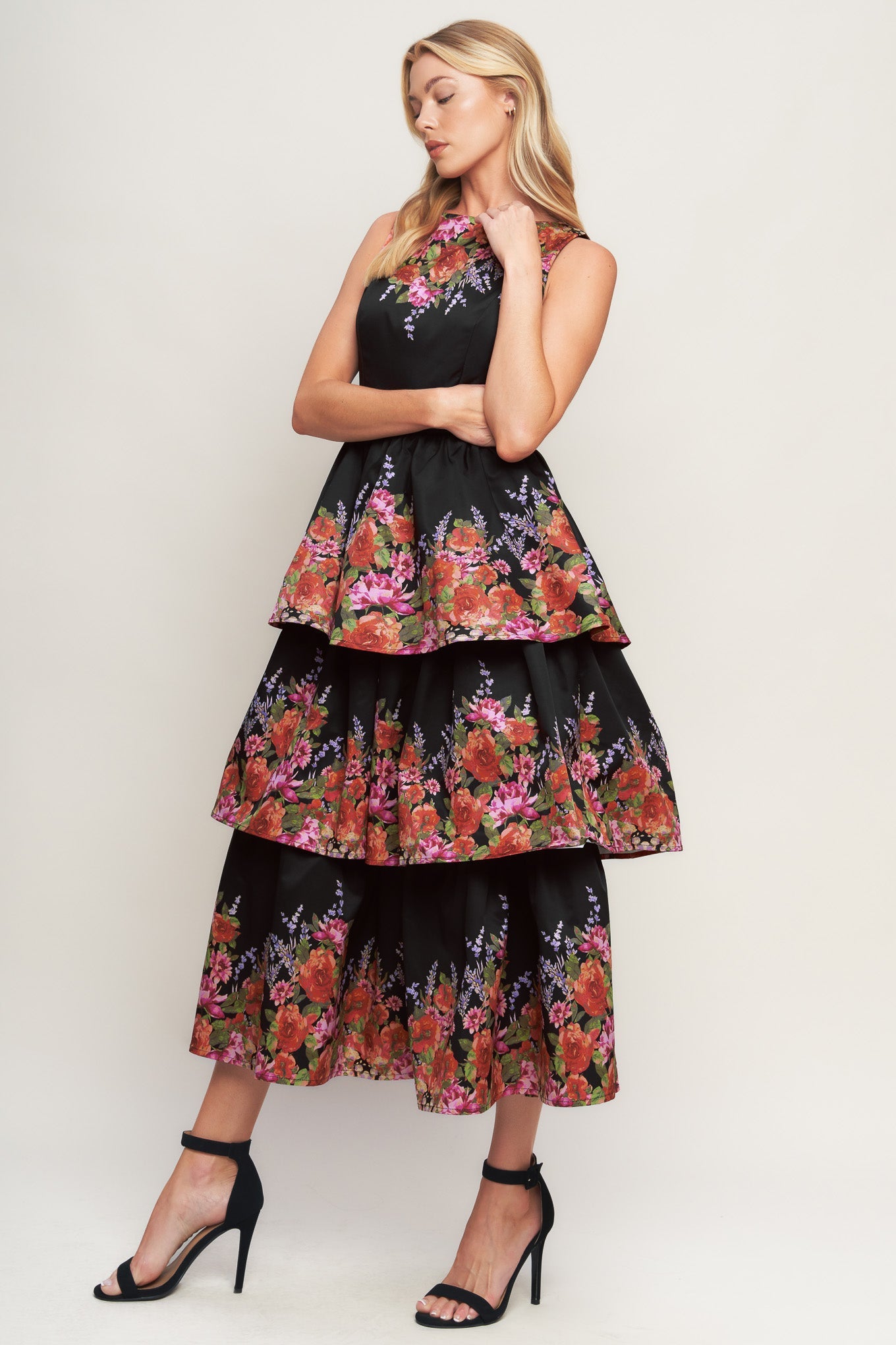 VESTIDO MIDI TEJIDO DE BAILE BOTÁNICO