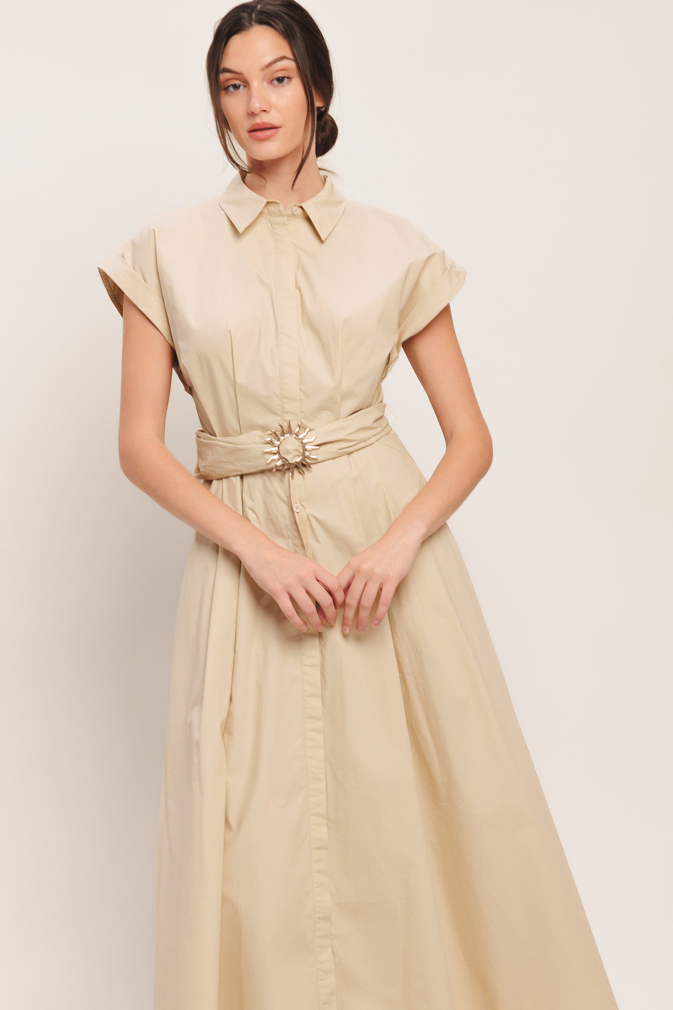 BARE ELEGANCE WOVEN MIDI DRESS