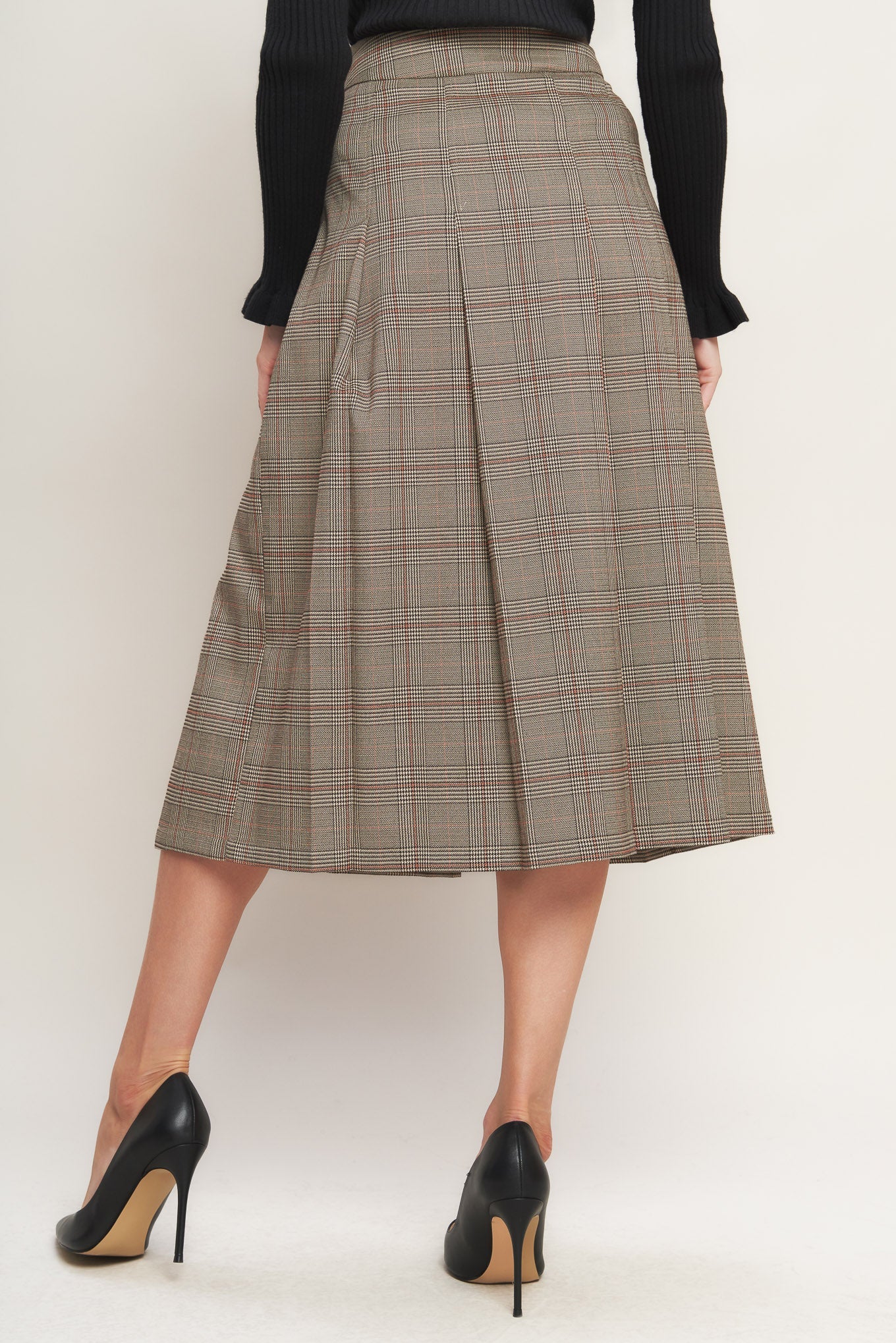 BRITISH TRACE WOVEN MIDI SKIRT