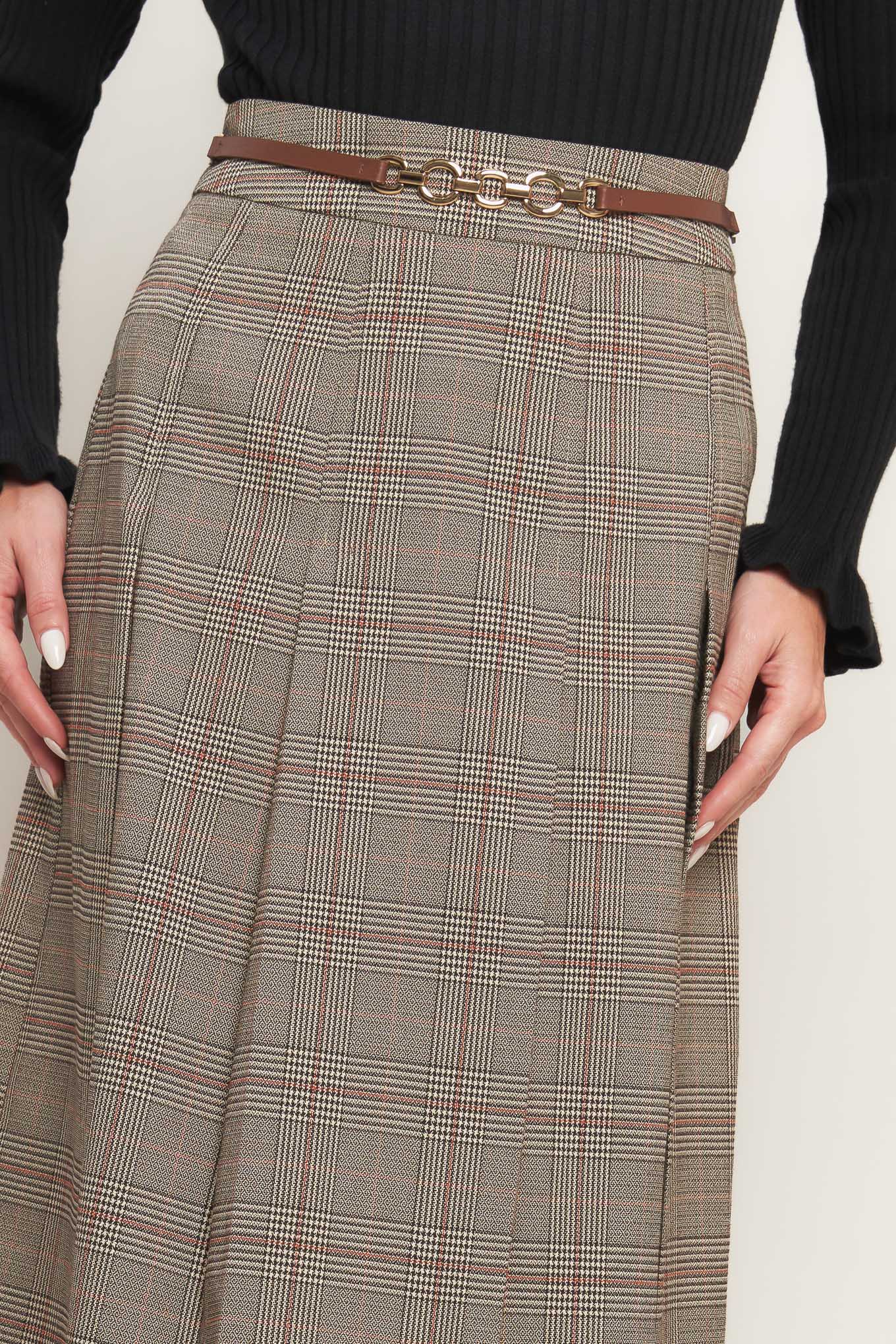 BRITISH TRACE WOVEN MIDI SKIRT