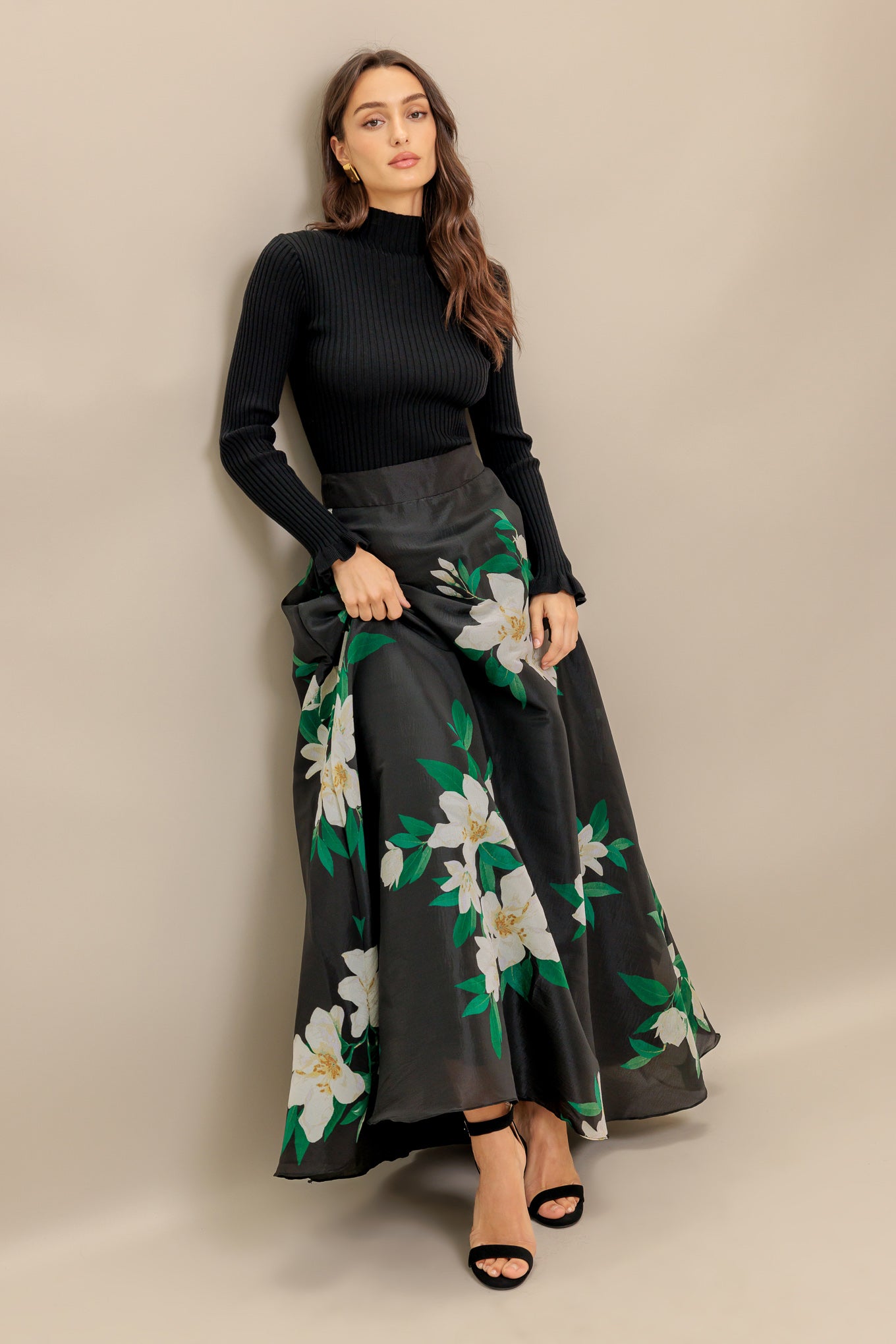 ELEGANT WILDFLOWER WOVEN MAXI SKIRT - MaraFormigone