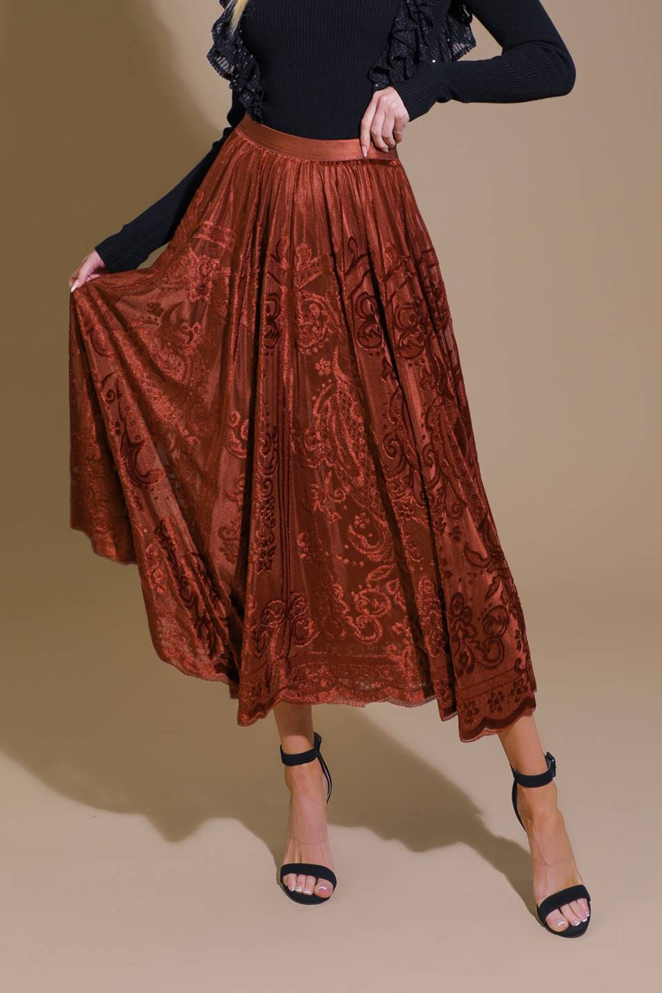 EASE MY MIND VELVET MIDI SKIRT - MaraFormigone