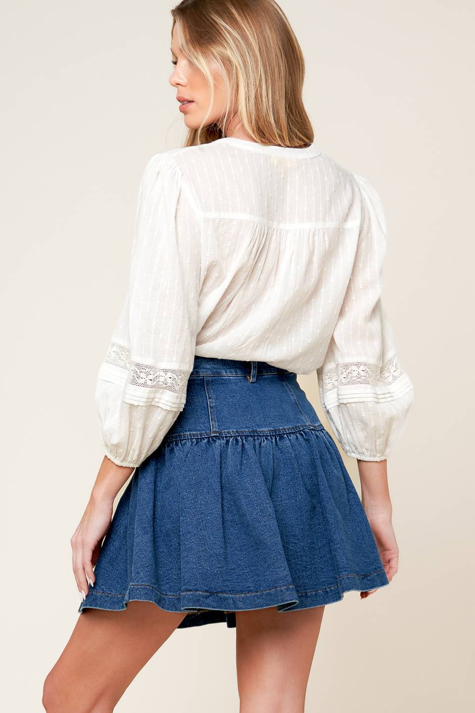 FENICIA INDIGO DENIM MINI SKORT - MaraFormigone