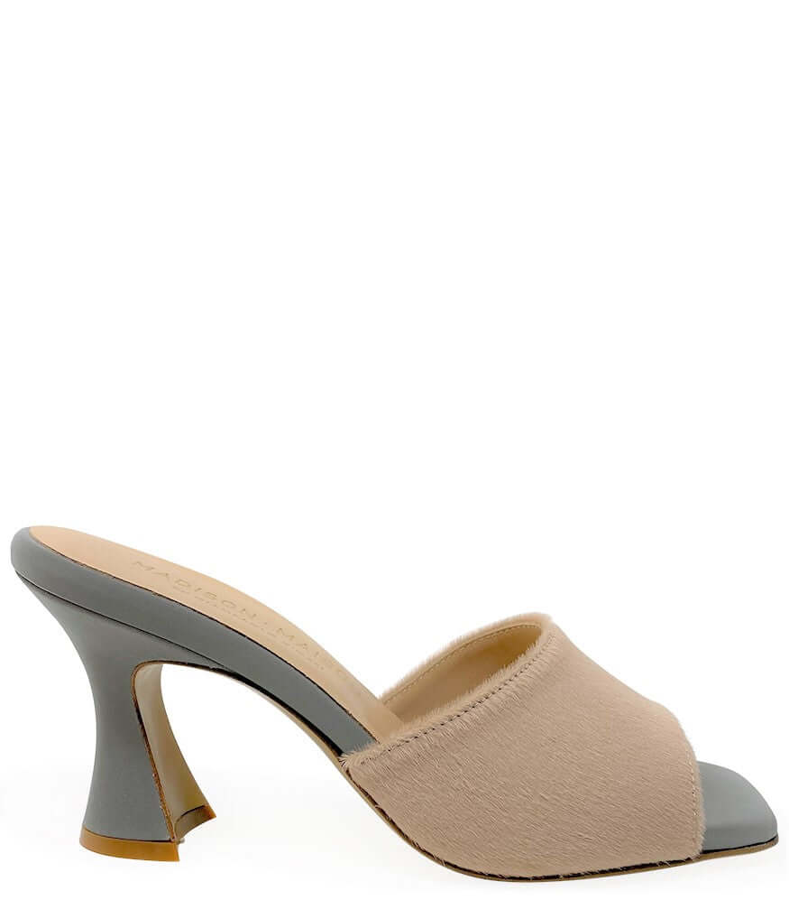 Nude Calf Hair Heel Mule