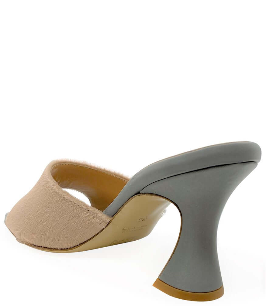 Nude Calf Hair Heel Mule