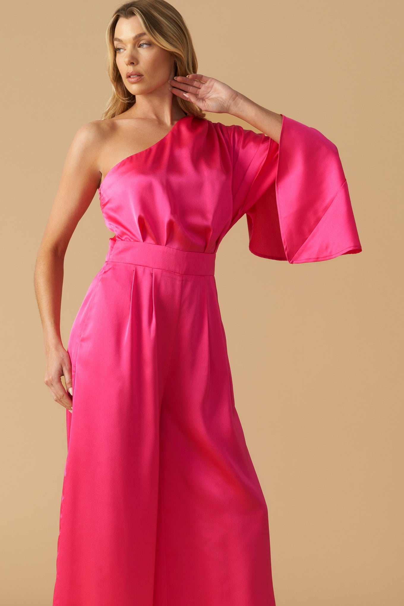 DOWN MEMORY LANE WOVEN SATIN JUMPSUIT - MaraFormigone