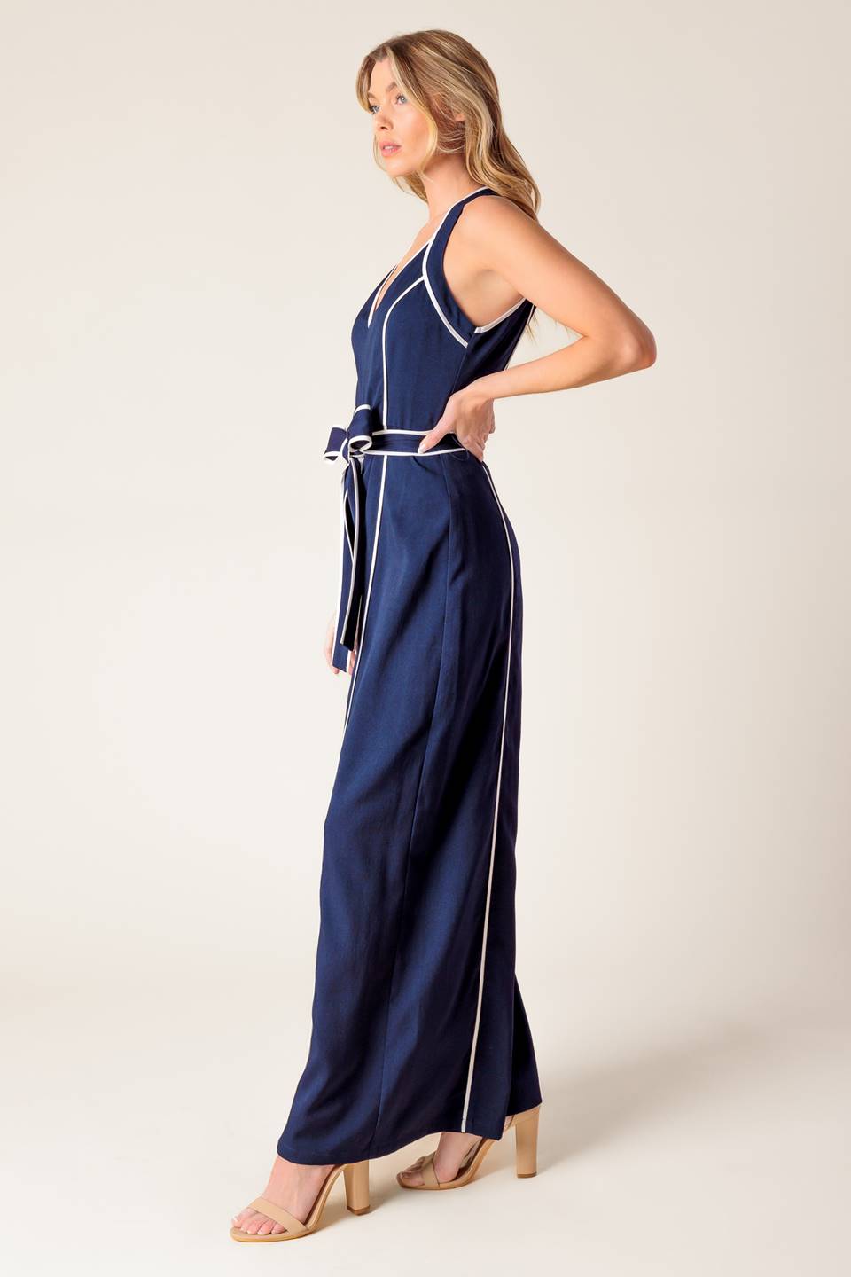 LAYTON NAVY WOVEN MAXI DRESS - MaraFormigone