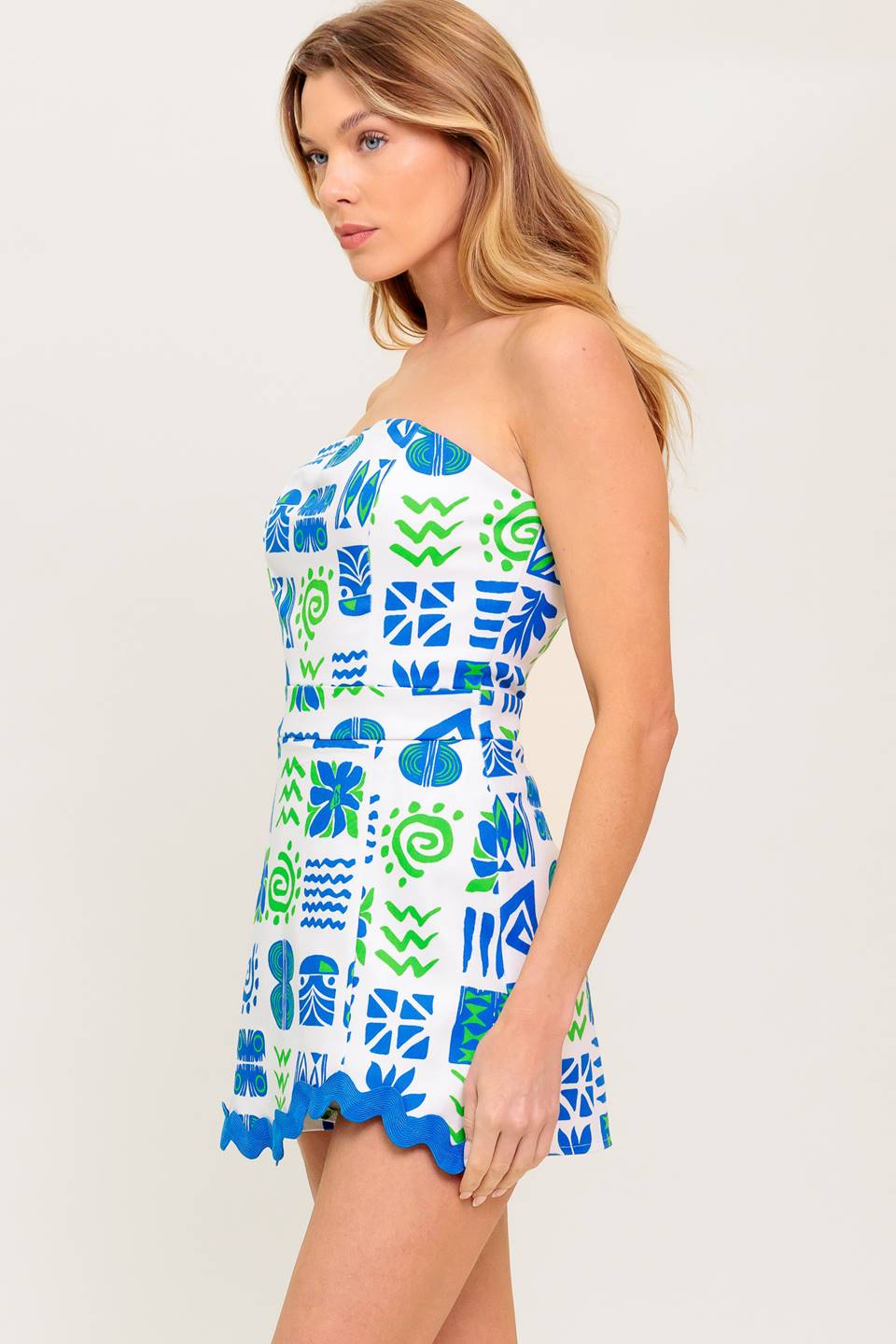 TELL ME WHITE BLUE WOVEN ROMPER - MaraFormigone