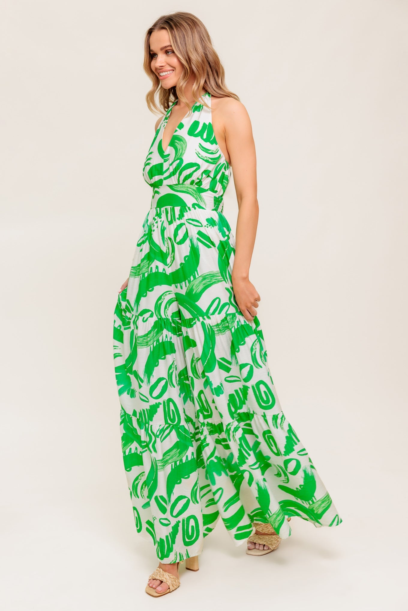 GARDEN WHISPER GREEN WOVEN JUMPSUIT - MaraFormigone
