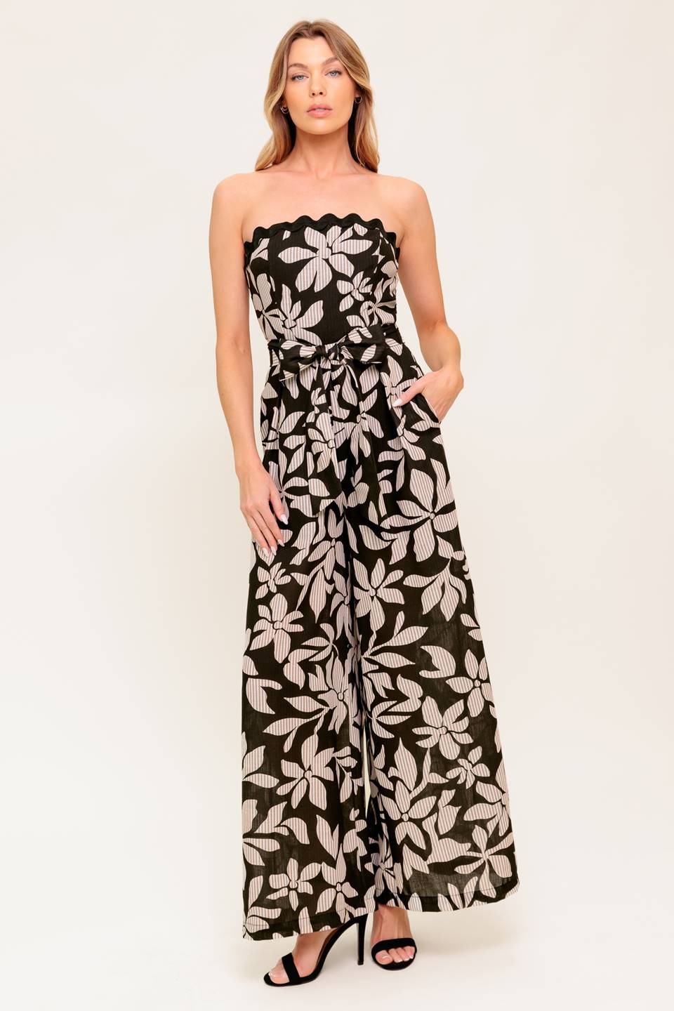 DREAMY ELEGANCE BLACK WOVEN JUMPSUIT - MaraFormigone