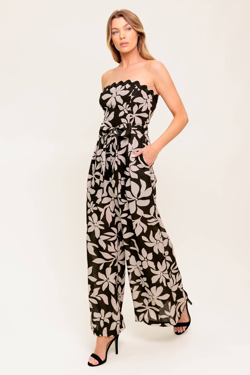 DREAMY ELEGANCE BLACK WOVEN JUMPSUIT - MaraFormigone