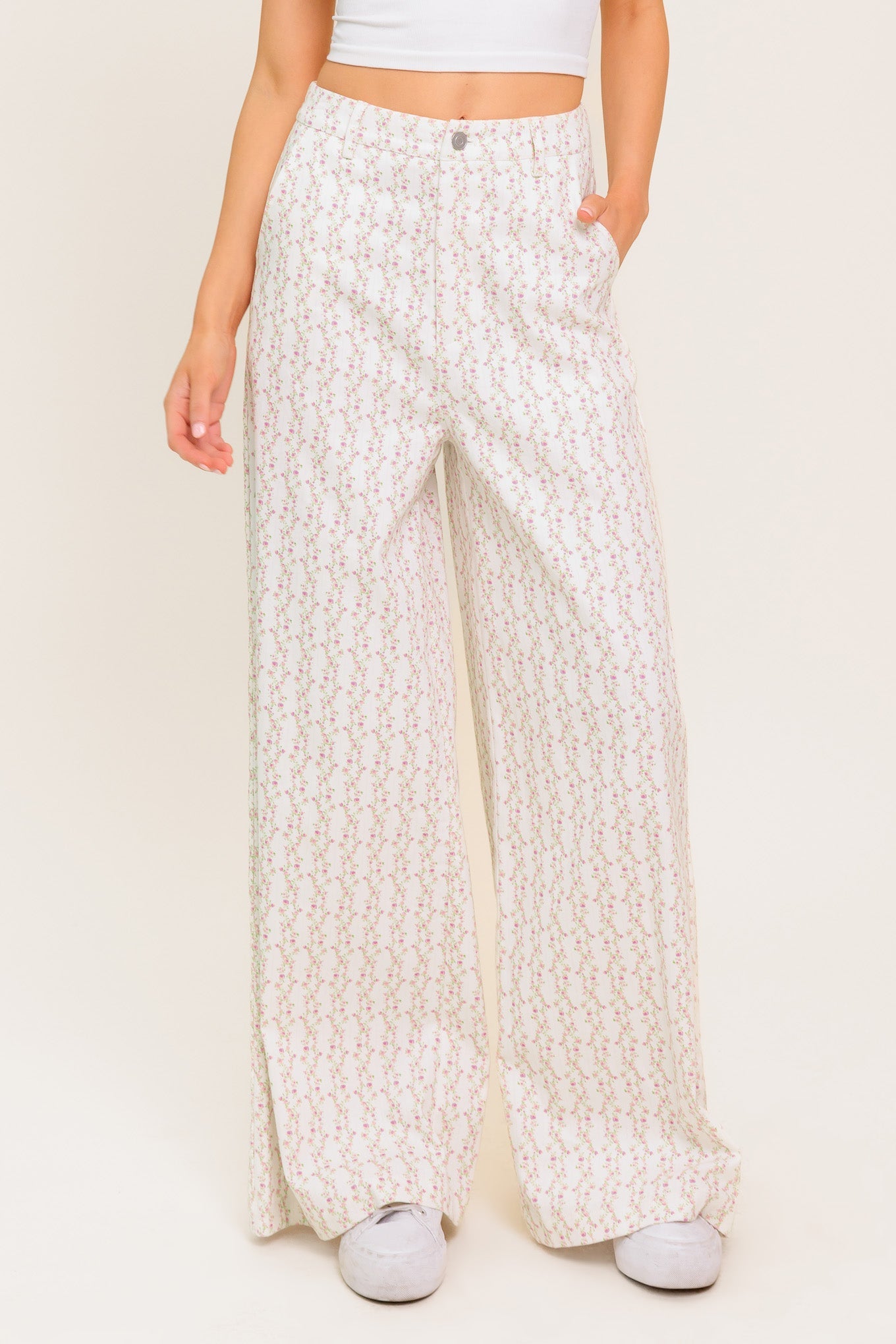 CITRUS FLOW IVORY WOVEN PANTS - MaraFormigone
