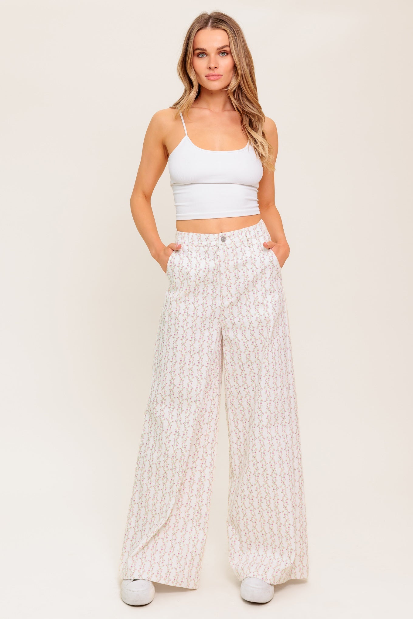 CITRUS FLOW IVORY WOVEN PANTS - MaraFormigone