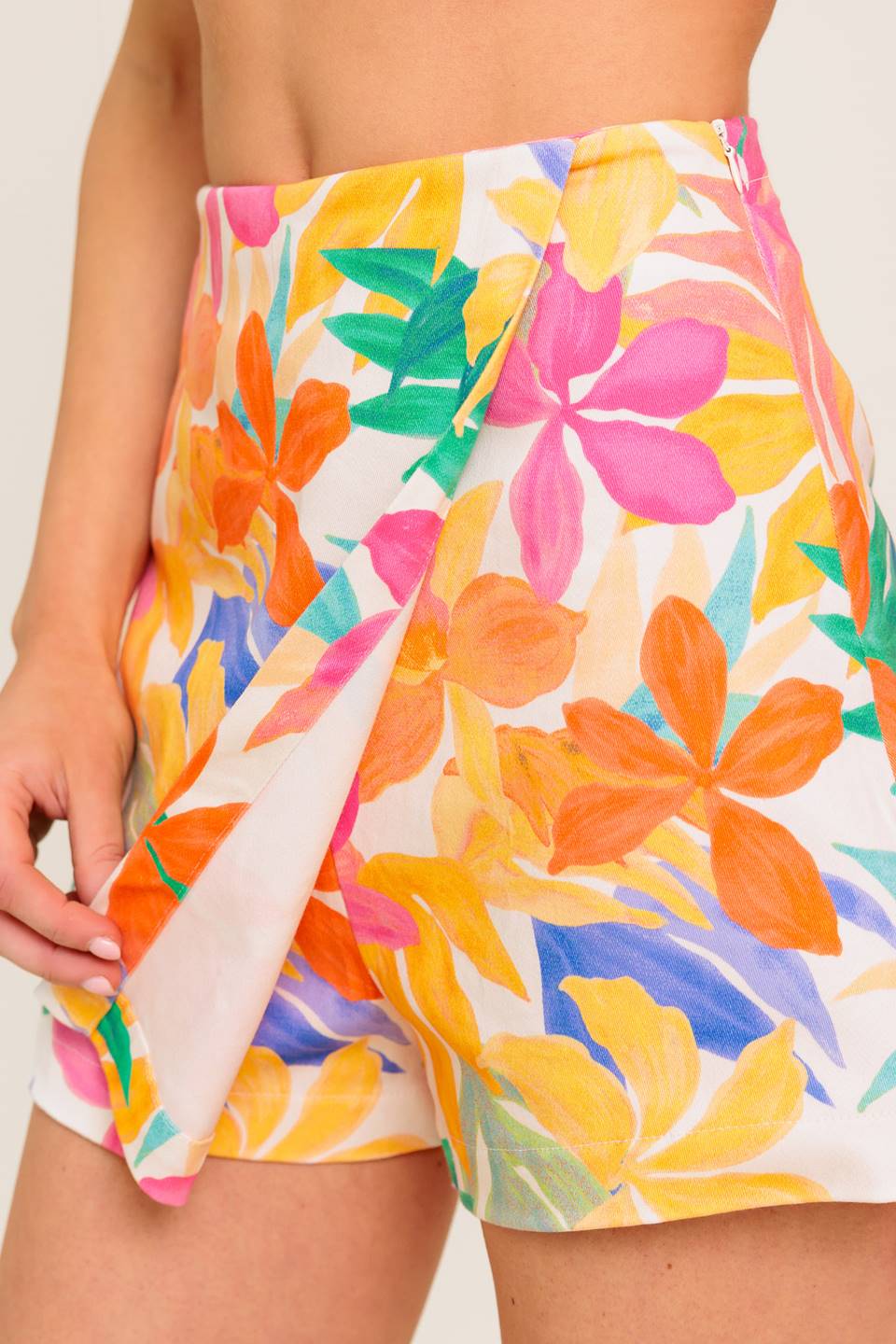 Falda pantalón tejida color marfil TIDAL TOUCH