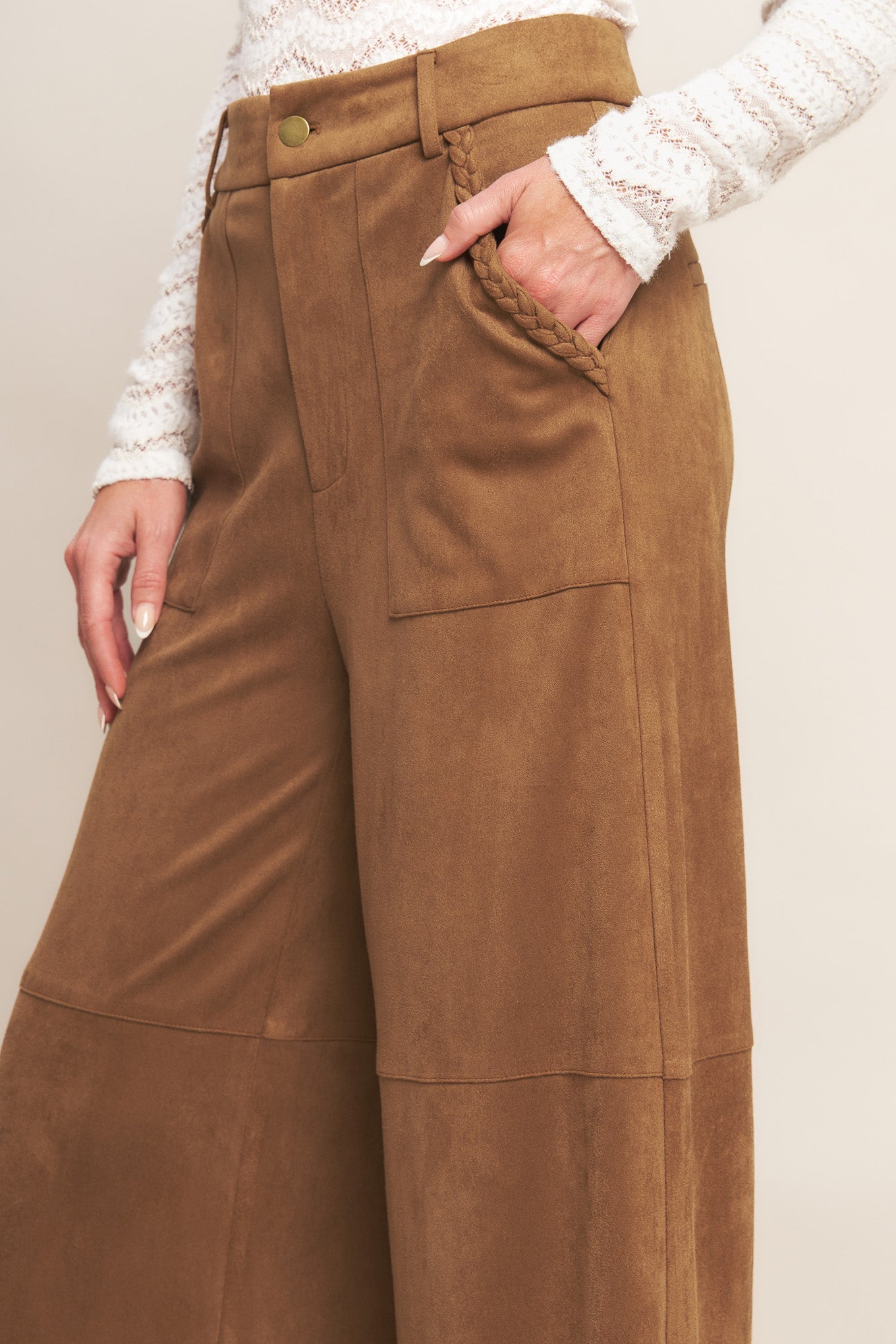 REFINED IMPRESSION FAUX SUEDE PANTS - MaraFormigone