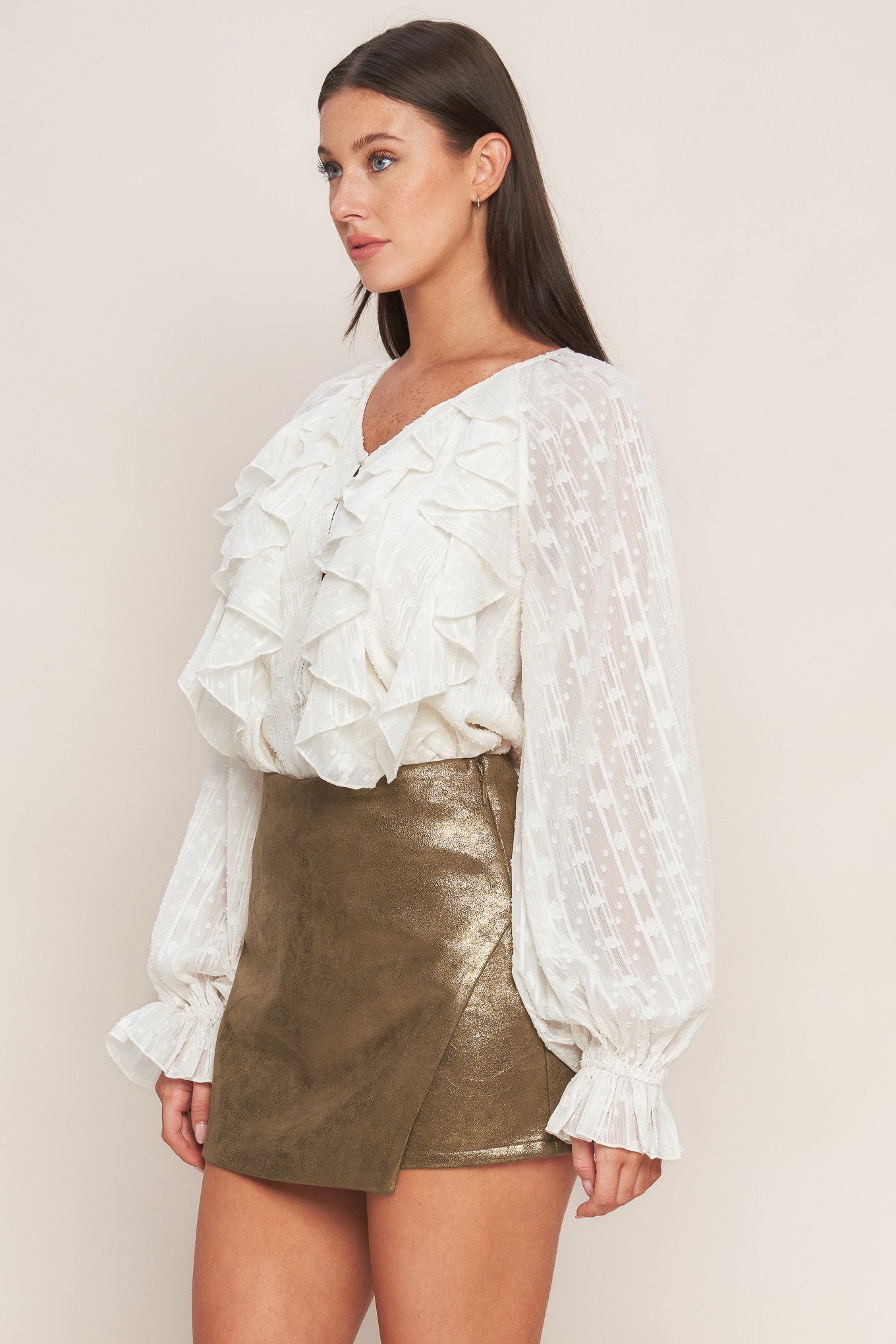 Saia-calça de couro sintético 24K Studio