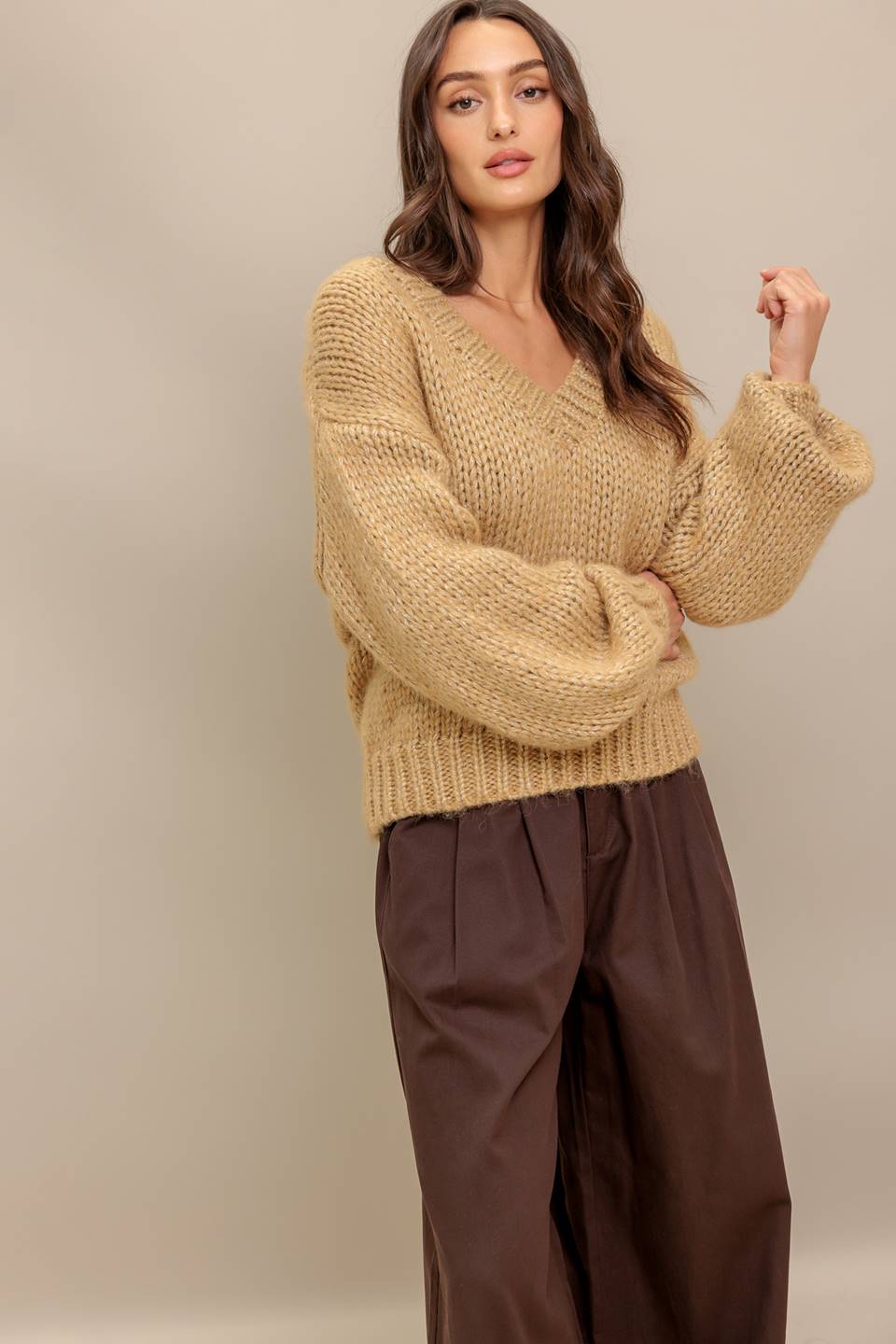 EARTHY TOUCH SWEATER KNIT TOP - MaraFormigone