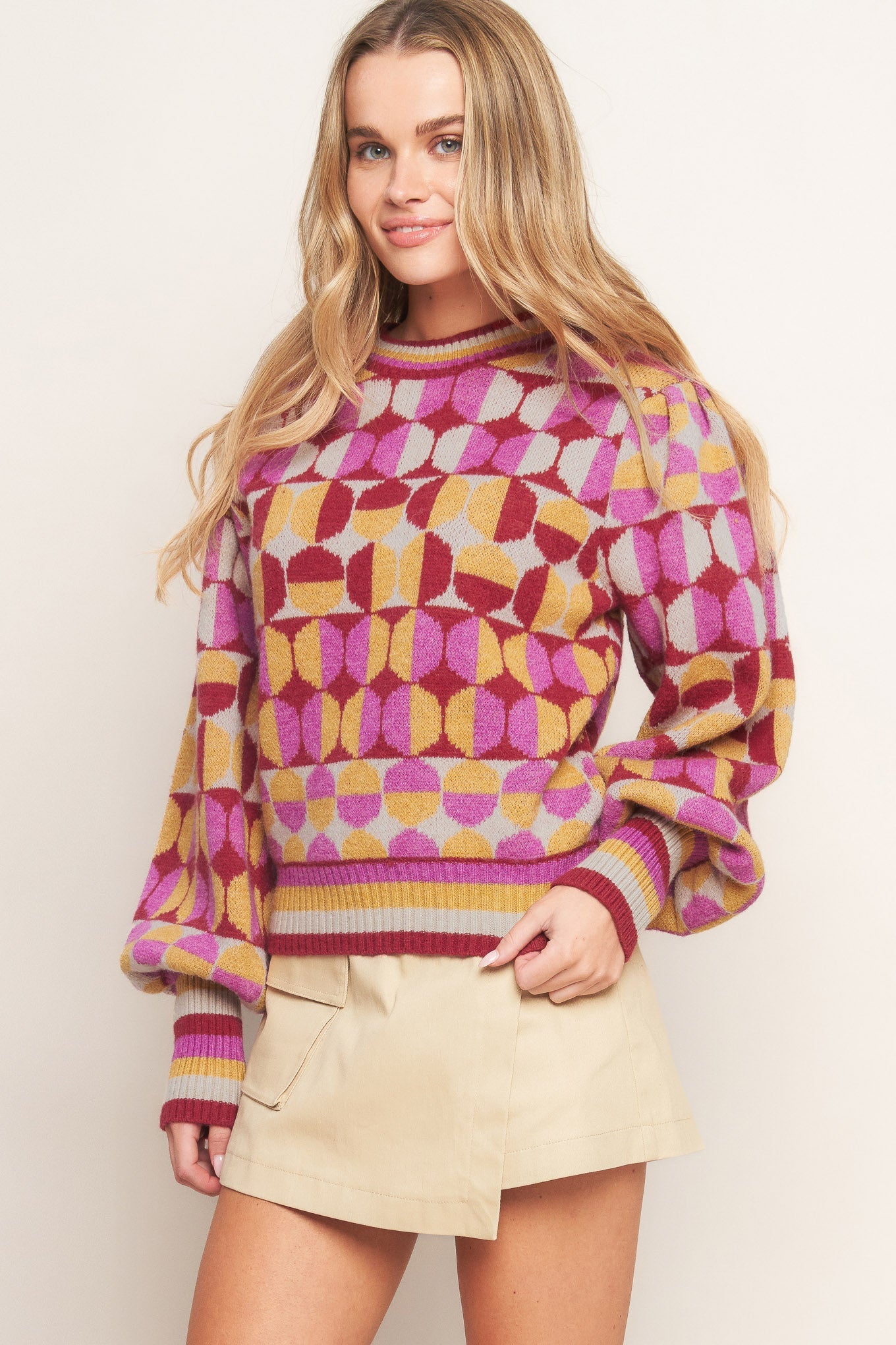 CHEER YOU ON JACQUARD SWEATER TOP - MaraFormigone
