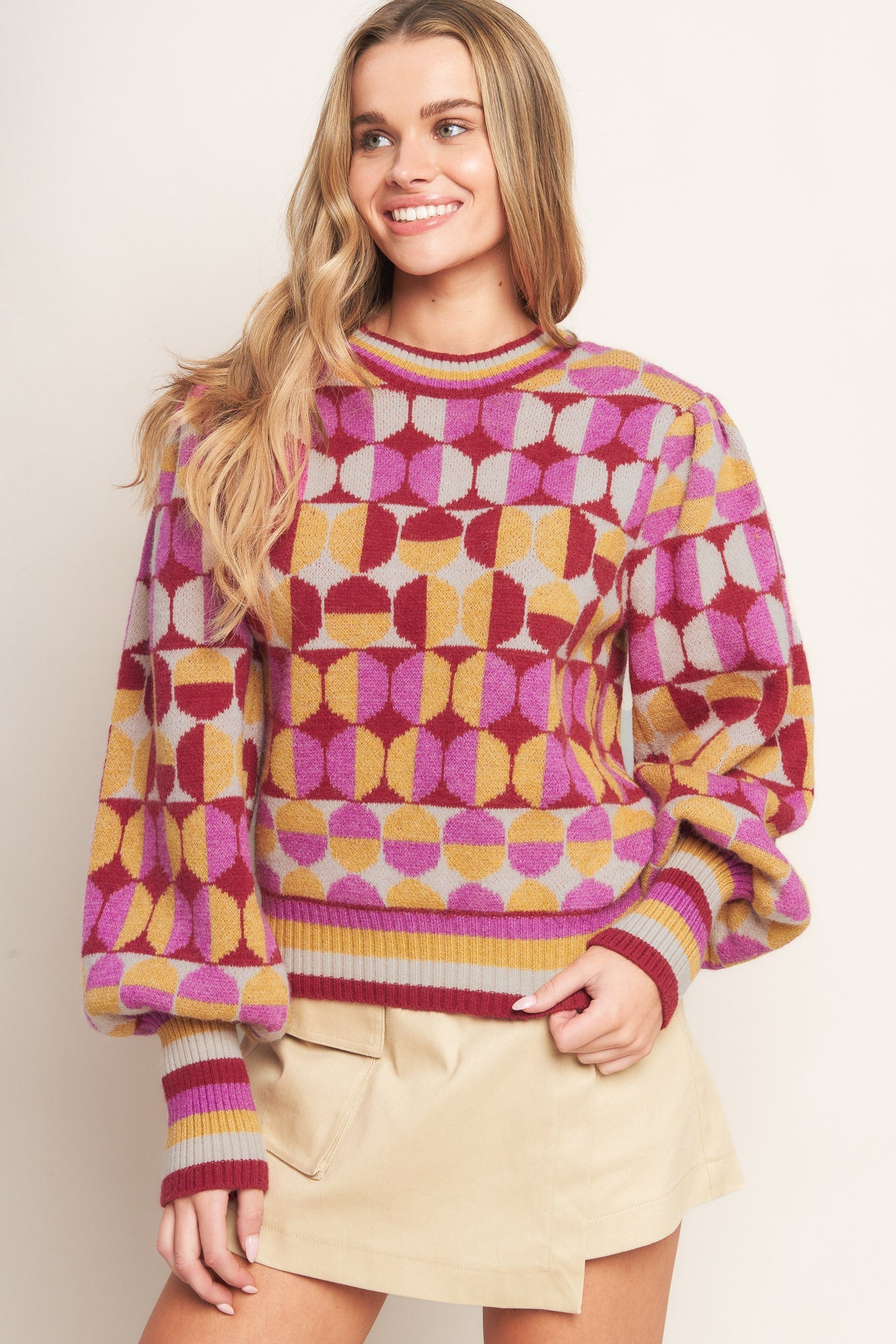CHEER YOU ON JACQUARD SWEATER TOP - MaraFormigone