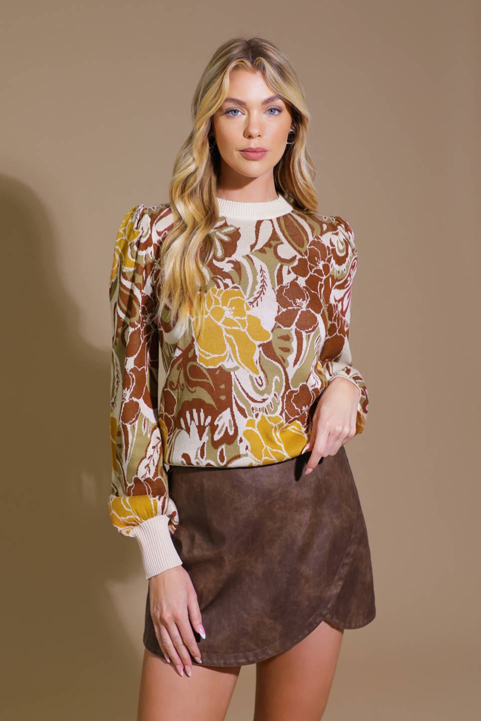 Blusa de moletom jacquard com abas